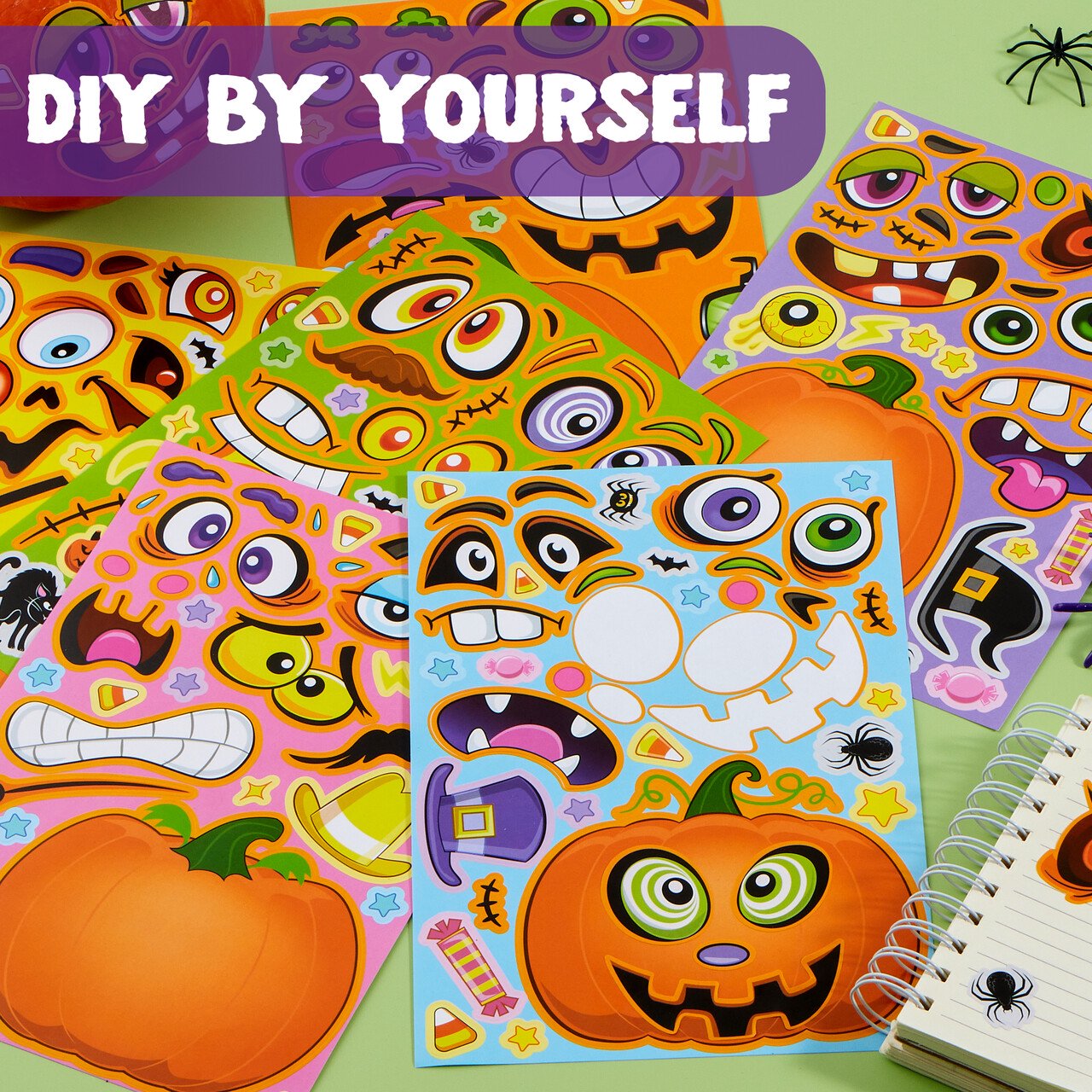 Joyfy 48 Pcs Halloween Pumpkin Stickers for Kids,Pumpkin Decorations Stickers Fall Stickers Party Favors for Kids,Halloween Craft