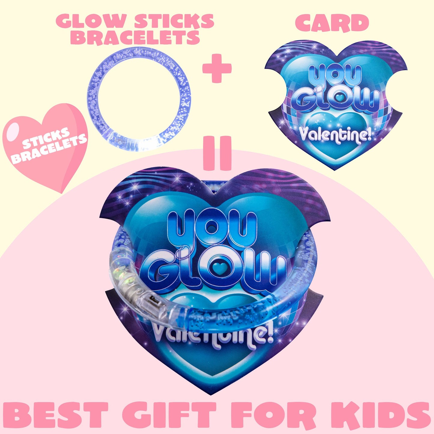 28 Packs Valentine's Day Gift Cards with Flashing LED Bracelets for Valentine Light Up Party Favor Toy, Valentine's Classroom Gift Exchange, Kids and Adults, Glow Accessories