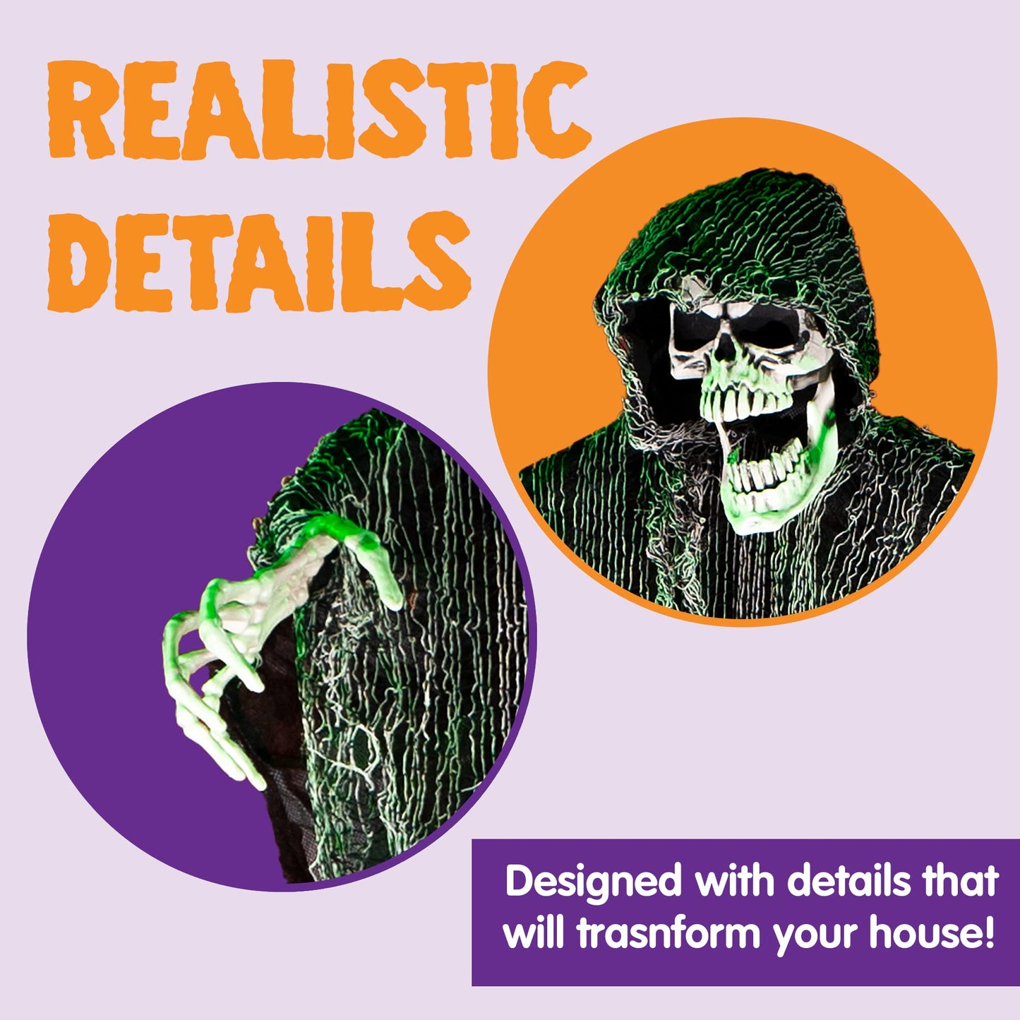 Joyfy 3 Pack Halloween Hanging Ghosts,Scary Skeleton Ghosts Grim Reapers Decorations for Halloween Indoor Outdoor Yard Home Decorations