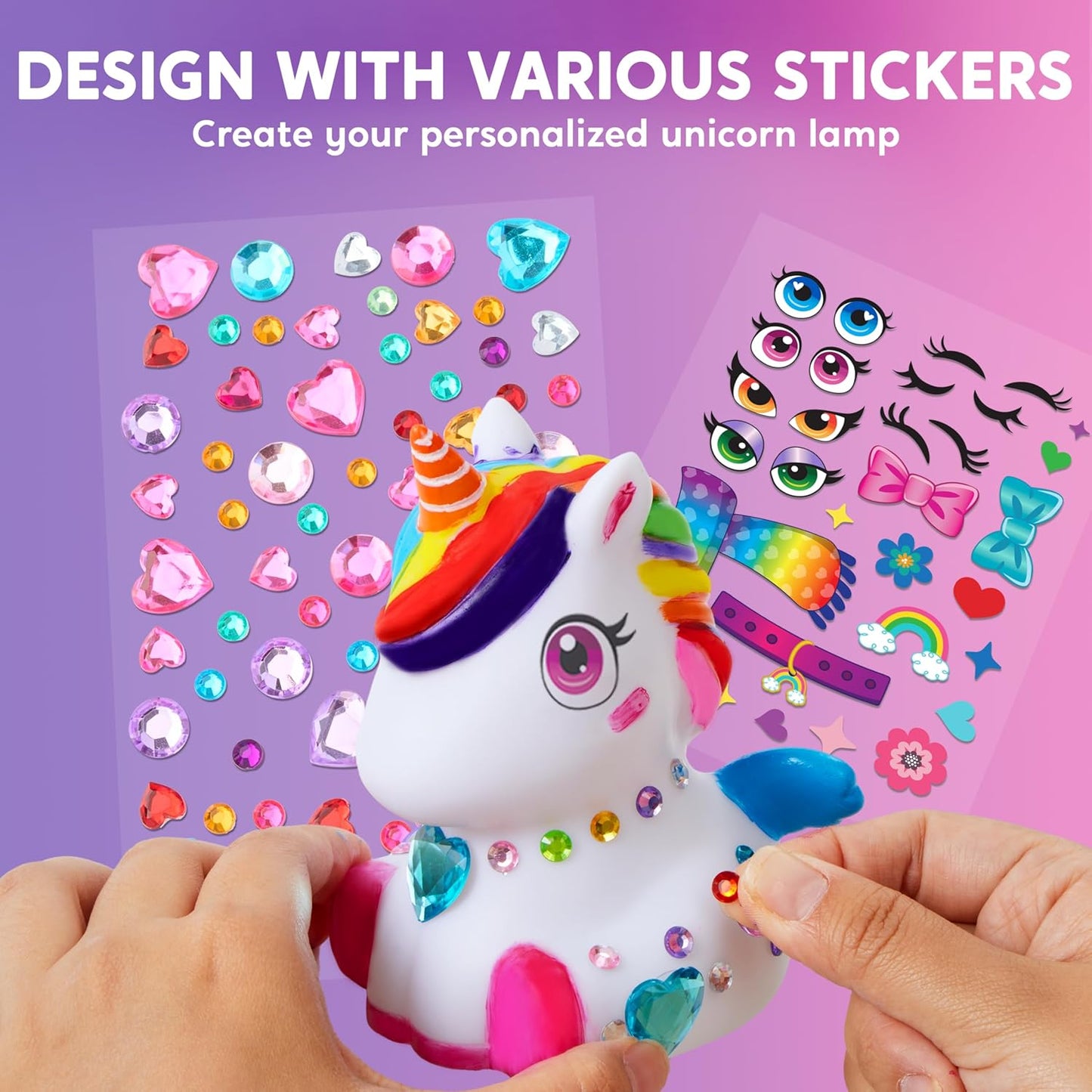 Klever Kits Unicorn Painting Crafts Kit, DIY Unicorn Night Light Gift for Girls Ages 6+ Years
