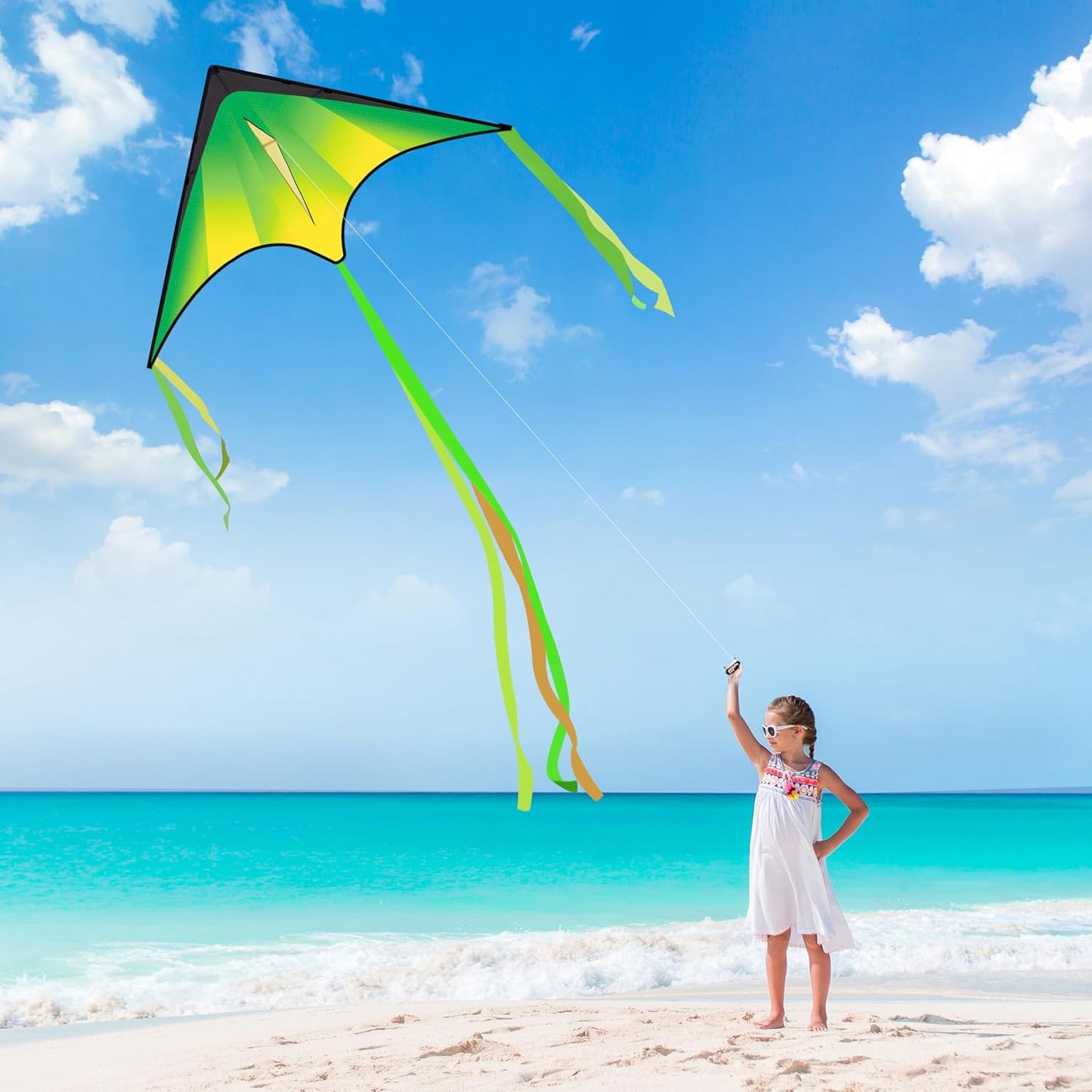 Joyfy 3 Packs Large Delta Kite, Easy to Fly for Kids and Adults with 328ft String, Large Delta Beach Kite for Outdoor Games and Activities