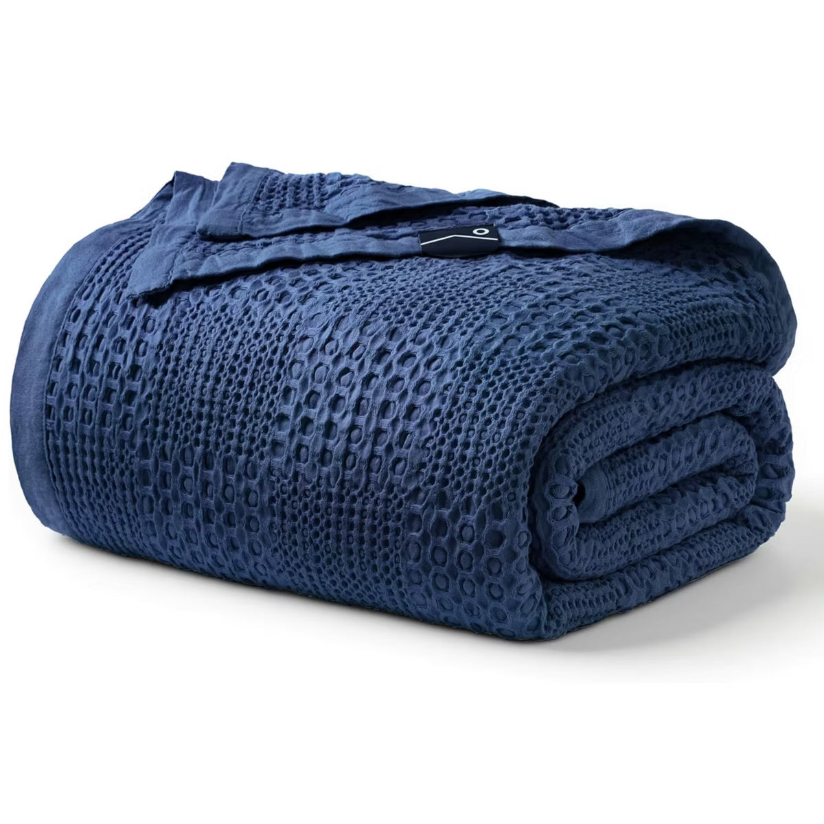 Joyfy King Size Cooling Waffle Blanket, Navy Blue Cotton & Bamboo Rayon Lightweight Breathable Summer Throw for Hot Sleepers Bed/Couch/Sofa
