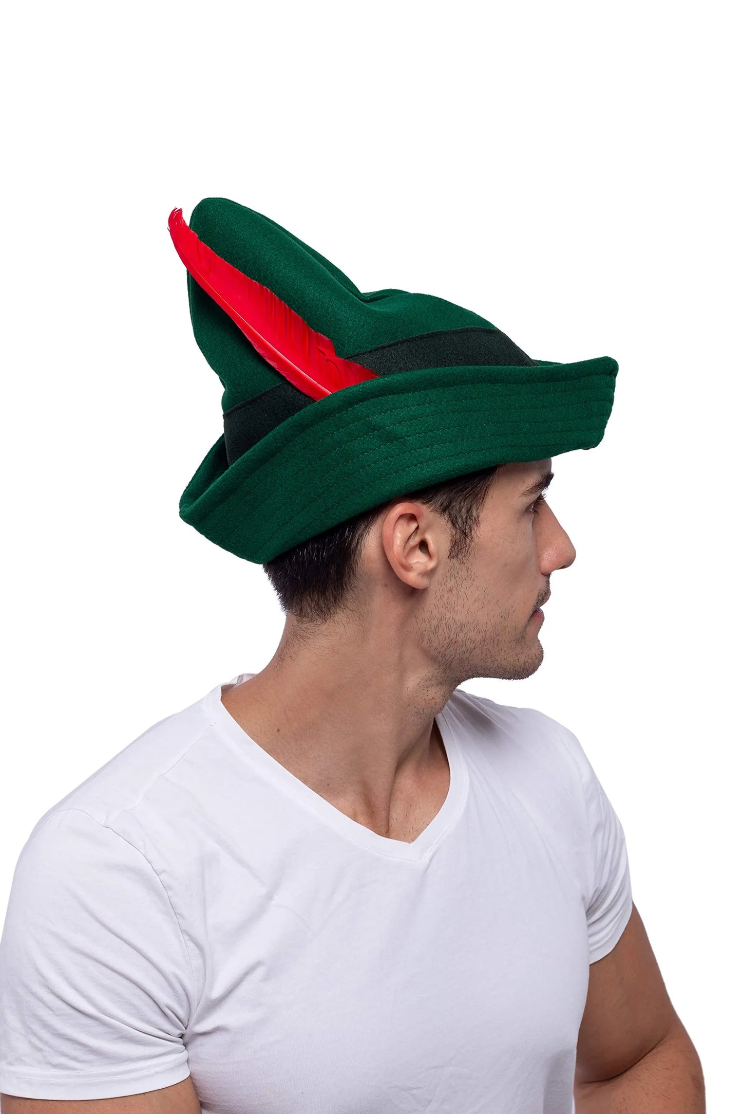 Syncfun Robin Hat with Feather for Adults, German Felt Green Alpine Hat Halloween Party Favors, Costume Accessories