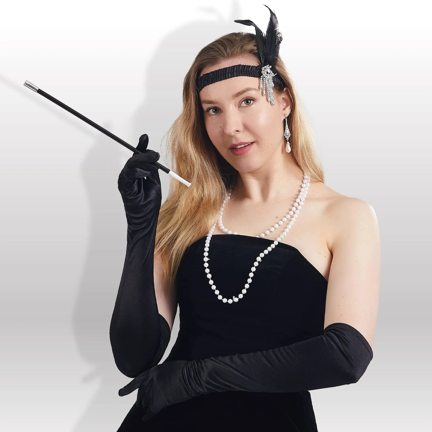 Syncfun Black Long Satin Gloves for Women, Silk Stretch Gloves Adults Sizes