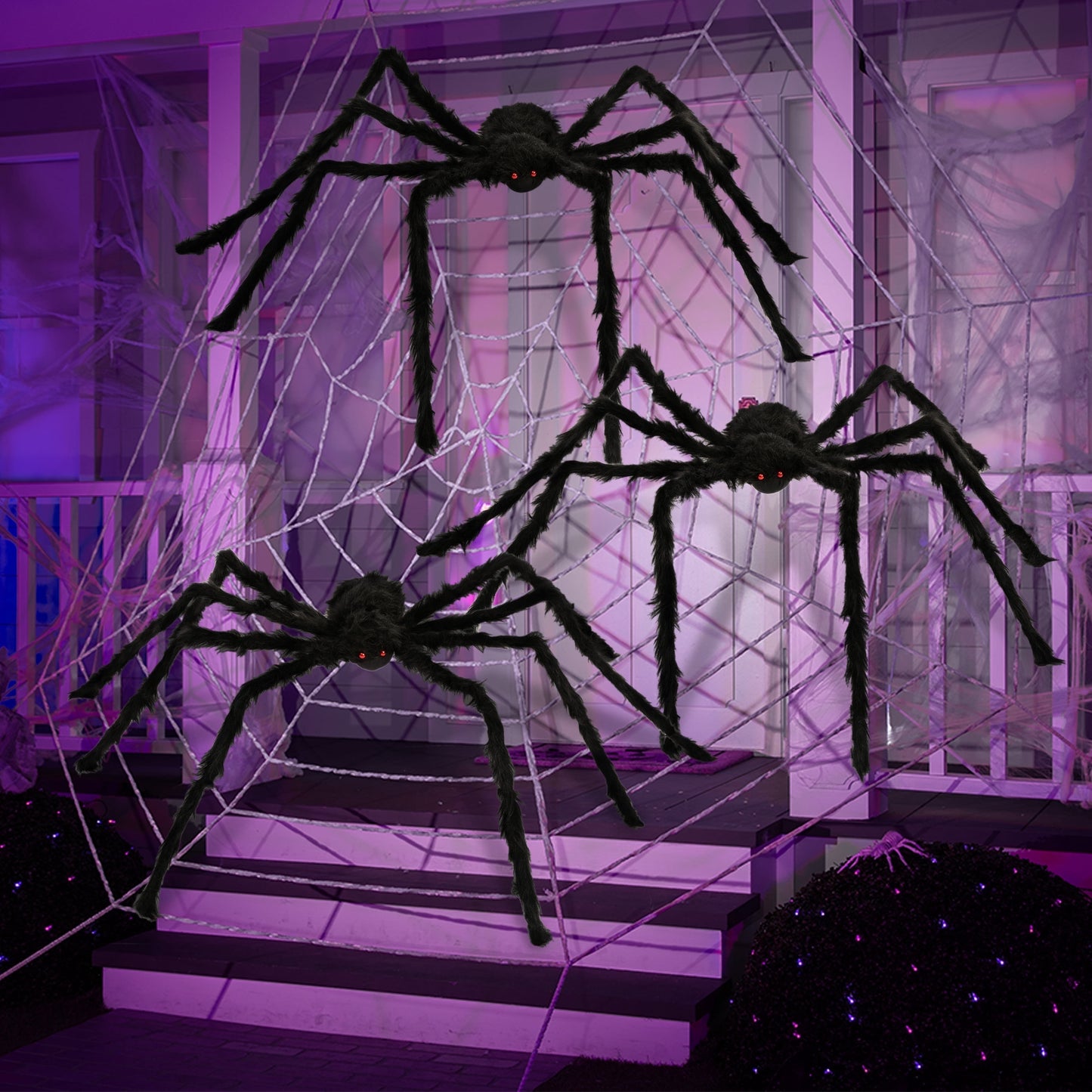 Joyfy 3 Pack 5 FT Giant Spider Halloween Decorations,Scary Spider Halloween Decorations Outdoor Party Decorations Props Halloween Yard Decorations,Black