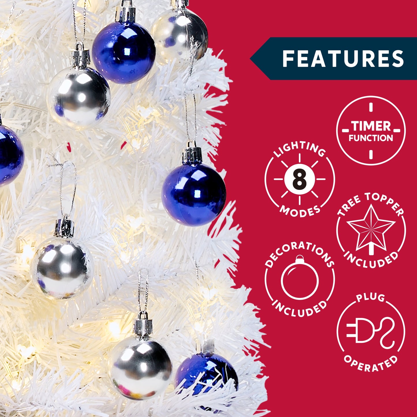 White Mini Christmas Tree with Lights,Table Top Artificial Christmas Tree with Star Treetop, Pre-lit Xmas Tree LED Tree for Holiday Winter Home Party Indoor Outdoor Christmas Decor