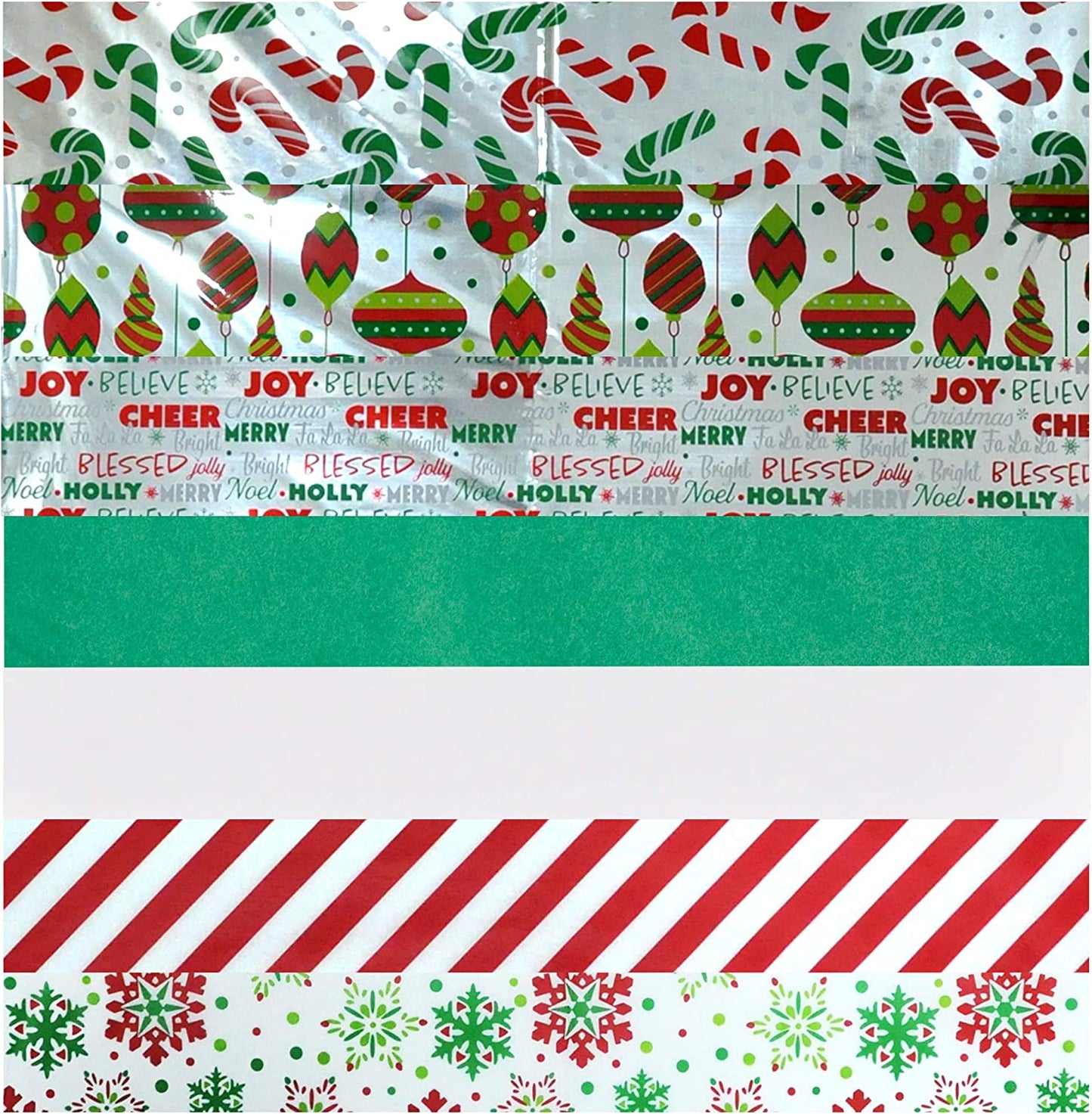 SYNCFUN 150 Sheets Christmas Tissue Paper Bulk 20"x 20" Assorted Hologram & Prints Easy and Fast Holiday Gift Wrapping for Party Favors Goody Bags, Xmas Presents Wrapping Stocking Stuffers