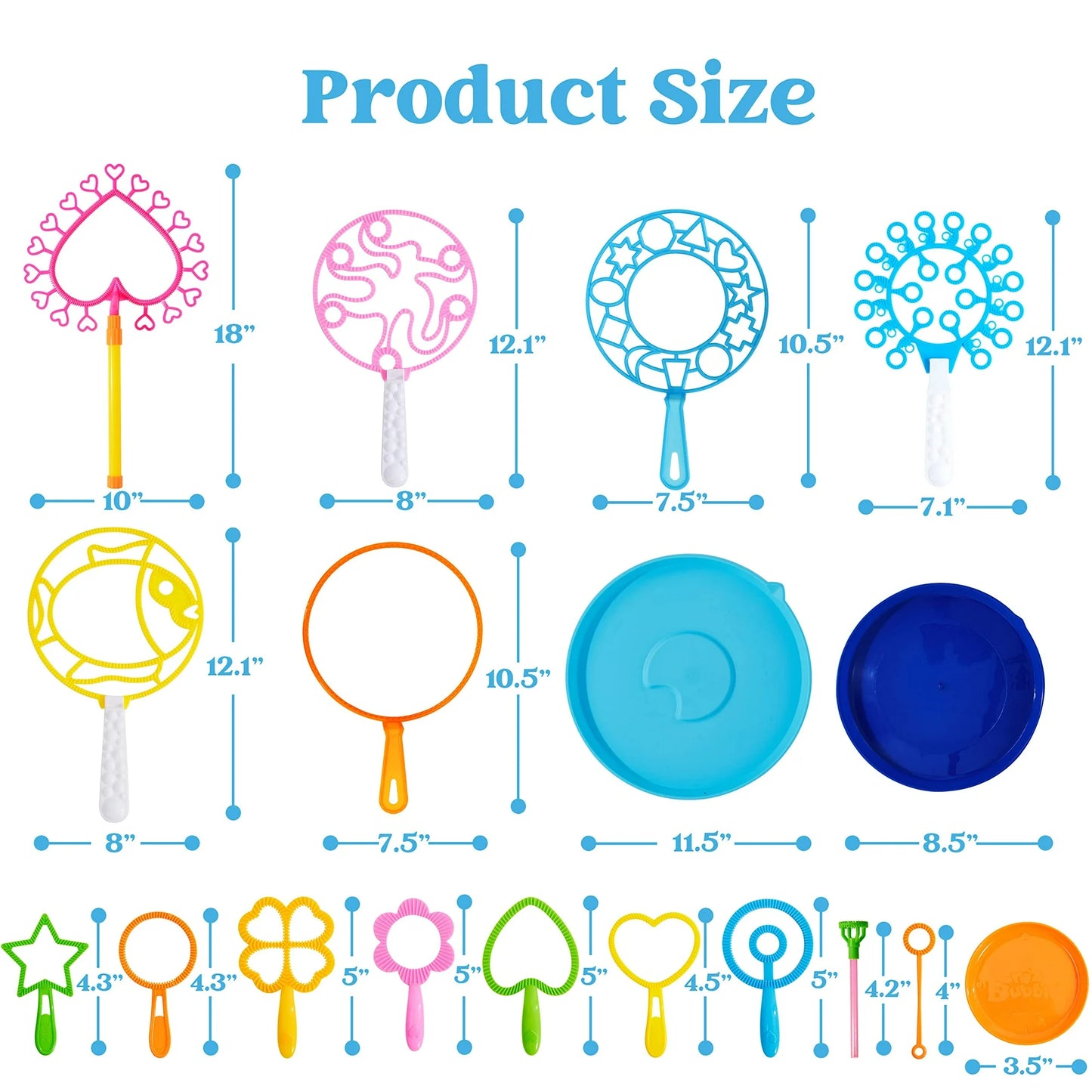 Syncfun 48Pcs Big Bubble Wands Set, 18" Giant Bubble Bottle with Tray Bulk, Large Bubble Wands for Kids Adults Gifts, Summer Outside Bubble Toys, Easter Basket Stuffers, Birthday Party Favors