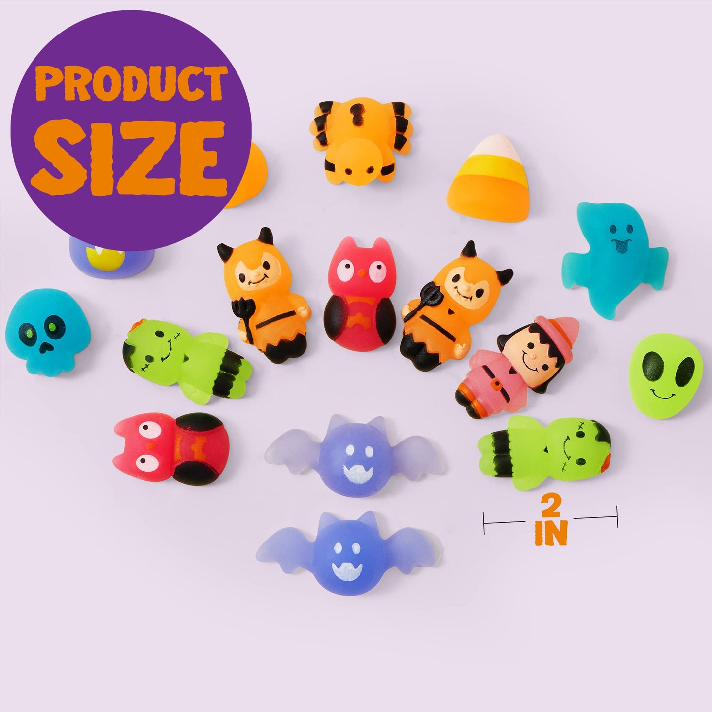 Joyfy 24 Pcs Halloween Mochi Squishy Toys,Glow in The Dark Squishy Toys for Kids,Halloween Classroom Favors Prizes Party Favors,Claw Machine Filler for Kids,Stress Relief Toys