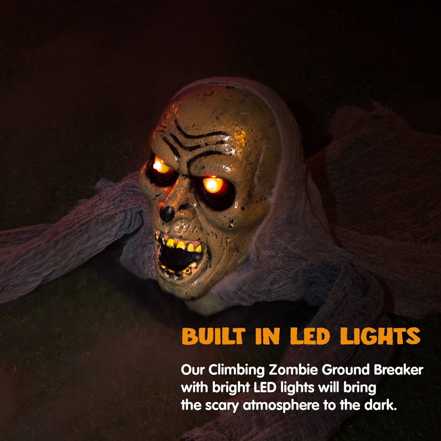 Joyfy Halloween Groundbreaker Halloween Decorations Zombie with Sound and Flashing Eyes,Outdoor Scary Halloween Yard Decorations