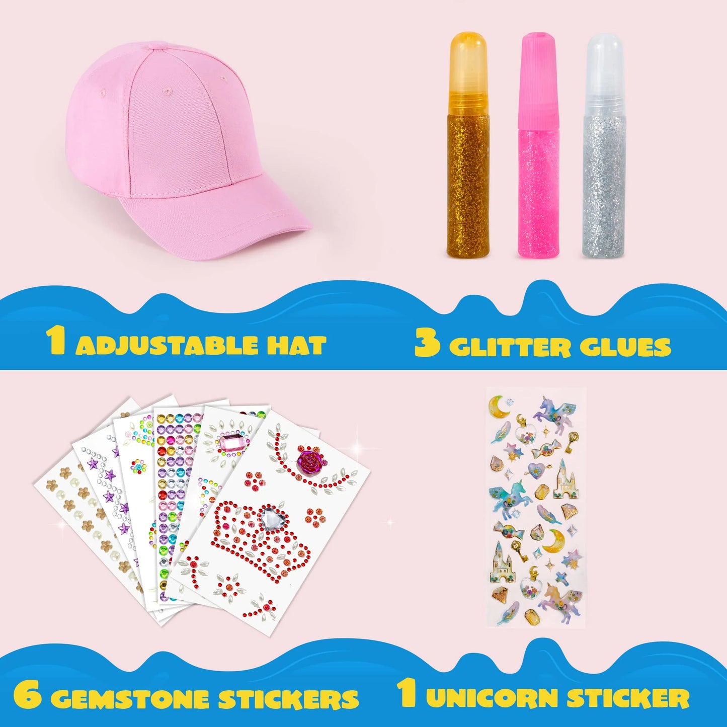Joyfy Pink Baseball Cap Art Set, Arts And Crafts For Kids Ages 8-12, Birthday Toys Gifts For Girls Art Supplies