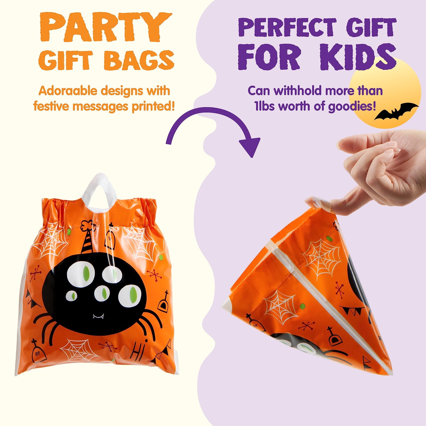Joyfy 108 Pcs Halloween Treat Bags,Halloween Small Drawstring Candy Bags Goodie Bags Trick or Treat Bags Gift Bags,Halloween Bags Party Favors,Halloween Bags Bulk