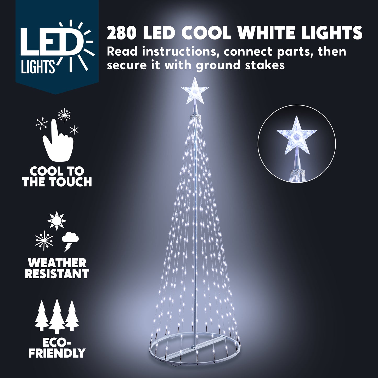 Joyfy 6 FT Animated Cone Tree Yard Light Christmas Decoration Outdoor,280 LED Christmas Tree Light Decorations,Christmas Yard Light with Stakes Decorations Outdoor Holiday Decor