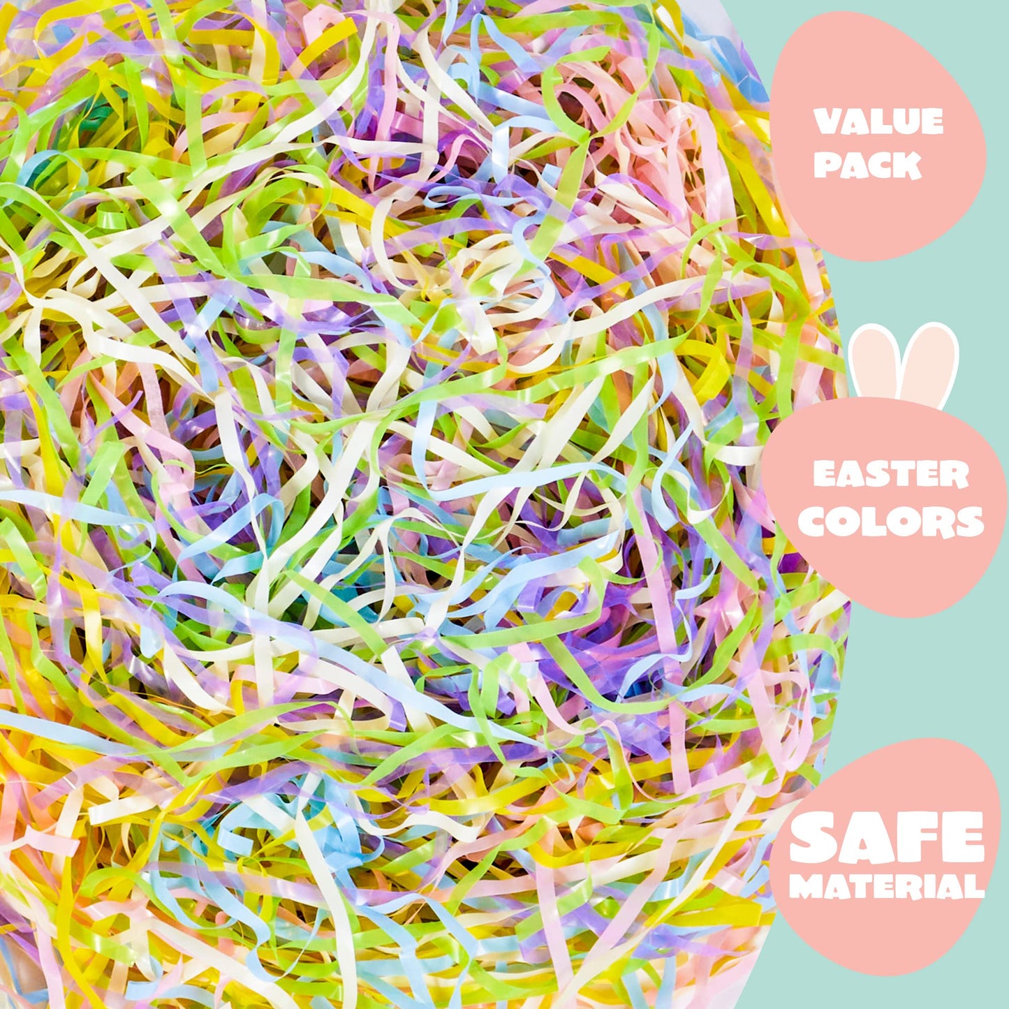 Joyfy 12 Oz Easter Plastic Grass in 6 Colors, Easter Shred Packaging Filler for Easter Basket Filling, Gift Wrapping, Easter Egg Stuffer Party Supplies