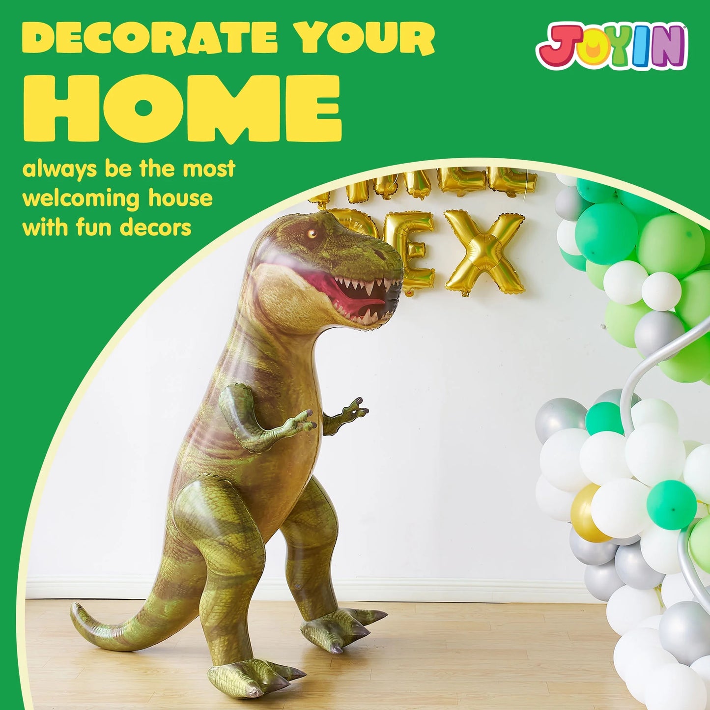 JOYIN 62" Giant T-Rex Dinosaur Inflatable for Party Decorations, Birthday Party Gift for Kids and Adults (Over 5Ft. Tall)