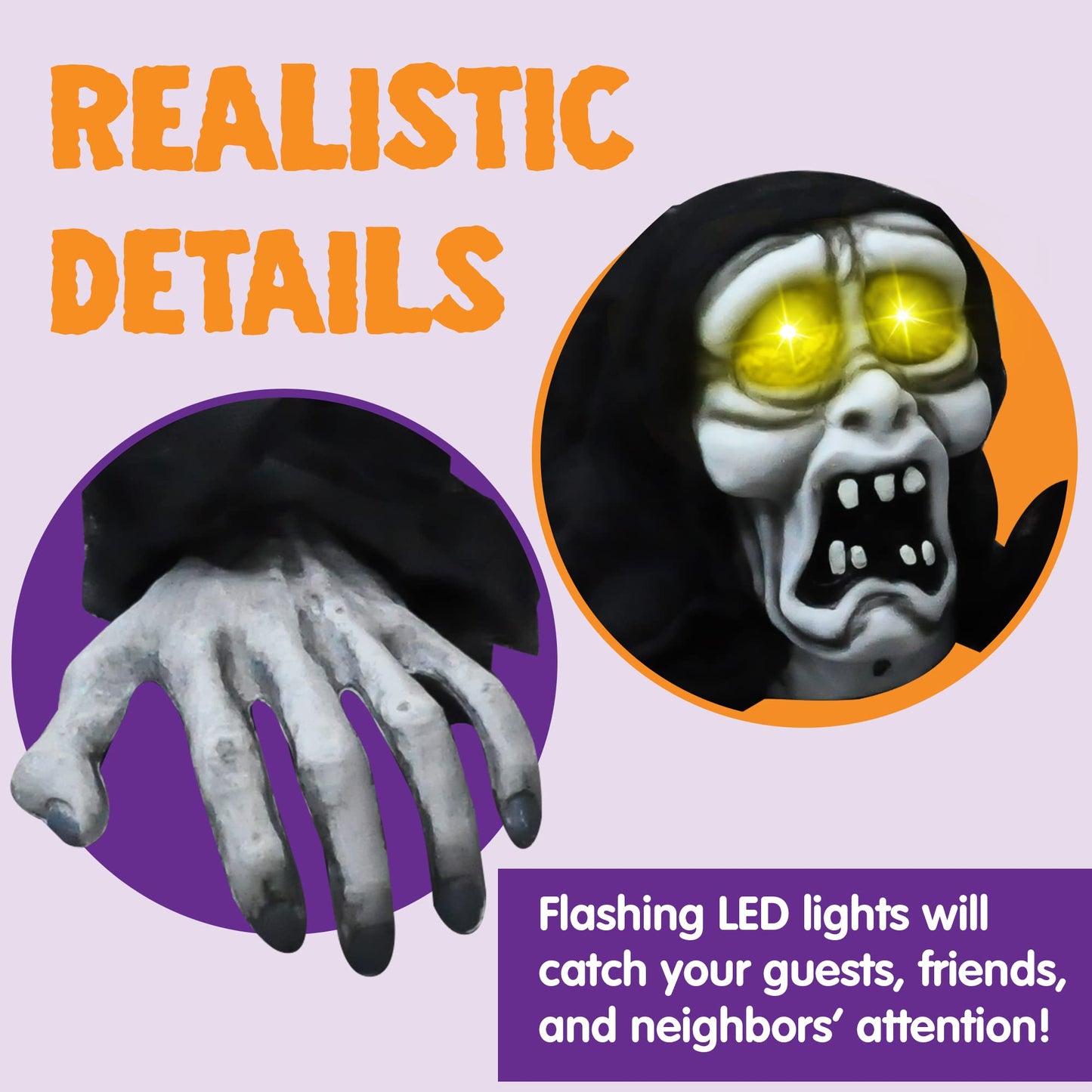 SYNCFUN Halloween Groundbreaker Halloween Decorations Life Size Zombie with Sound and Flashing Eyes,Outdoor Scary Halloween Yard Decorations
