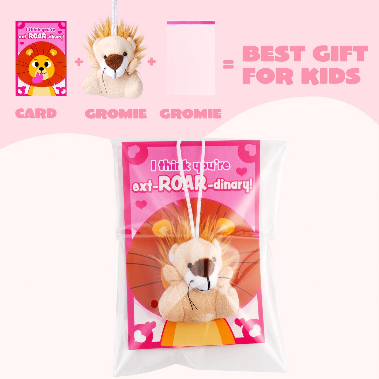 28 Pieces Valentine's Day Mini Stuffed Animals with Matching Bands