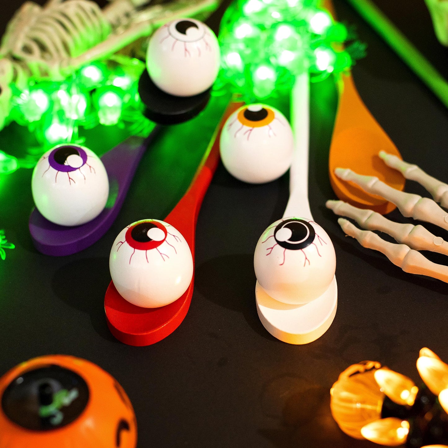 Joyfy 6 Packs Halloween Spoons Game Set,Eyeballs and Spoons Race Party Favors for Kids,Halloween Prizes,Halloween Activities for Kids