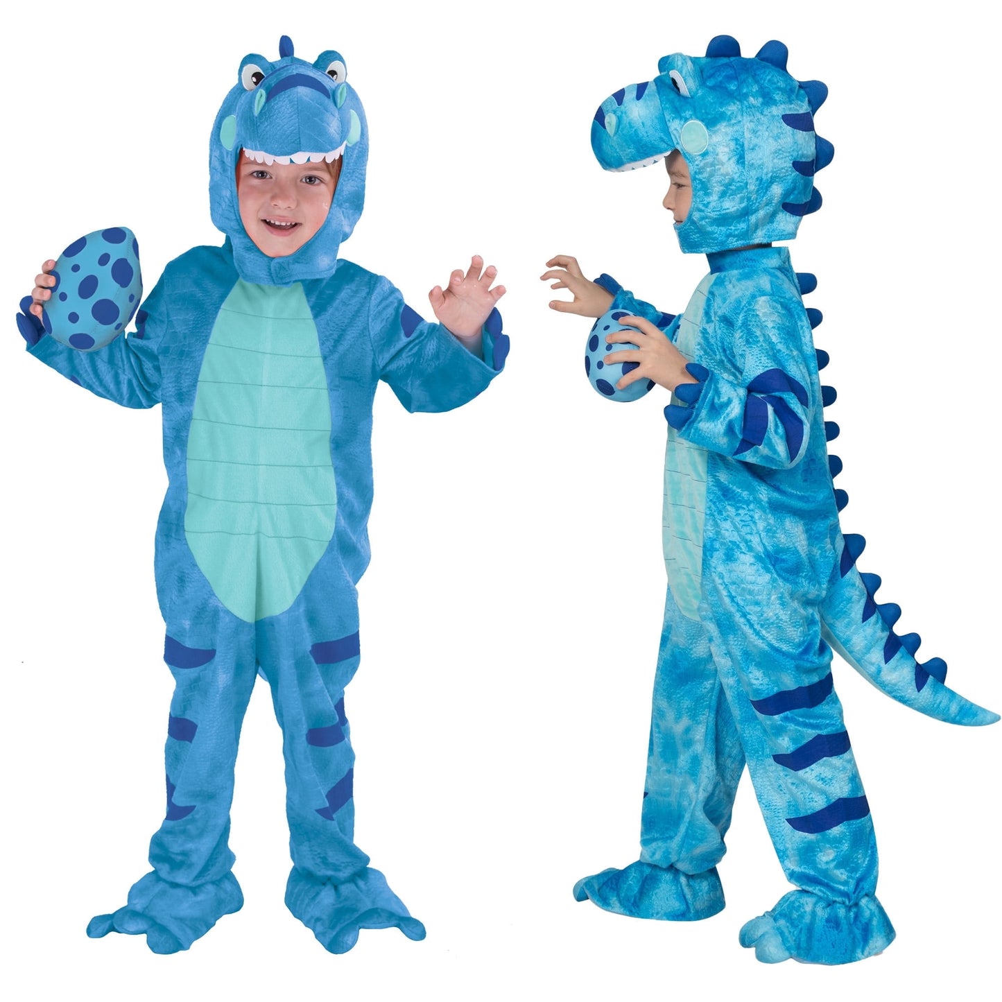 Joyfy Halloween Realistic Blue Tyrannosaurus Rex Children's Dinosaur Costume with Egg Suitable for Infant and Toddler Halloween Dress up Party