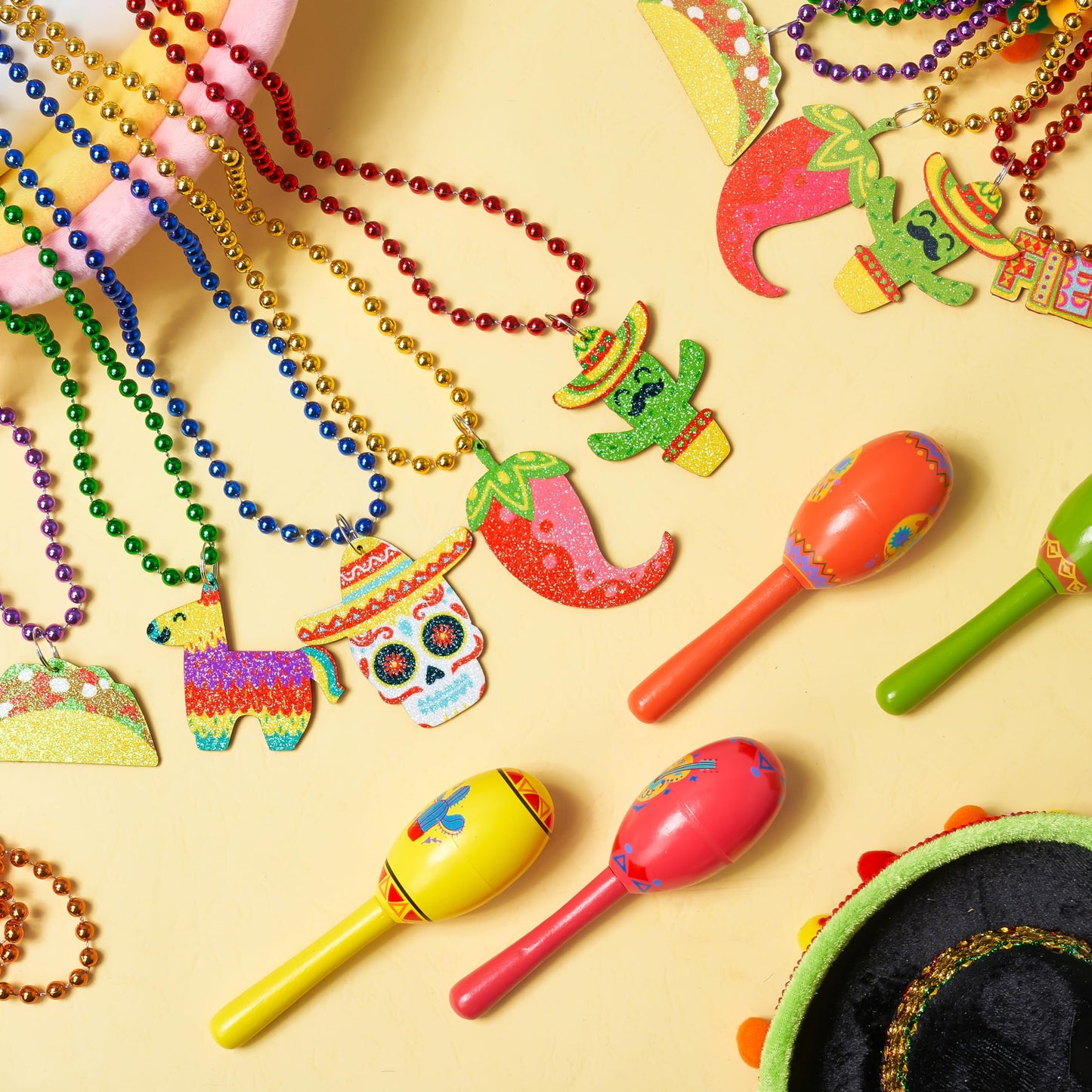 6 PCS Cinco de Mayo Beaded Necklaces for Party Decorations, Fiesta Beaded Necklace for Mexican Themed Bachelorette Party Favors