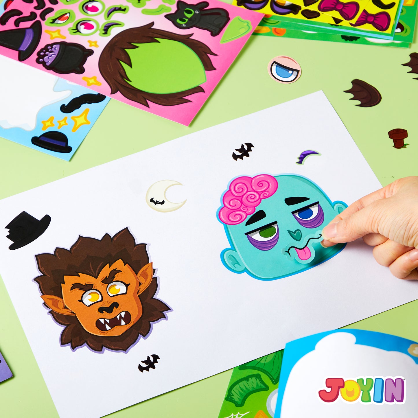Joyfy 36 Pcs Halloween Stickers Make a Face Halloween Characters Stickers for Kids,Witch Vampire Self Adhesive DIY Decorations Stickers Fall Stickers Party Favors for Kids,Halloween Craft