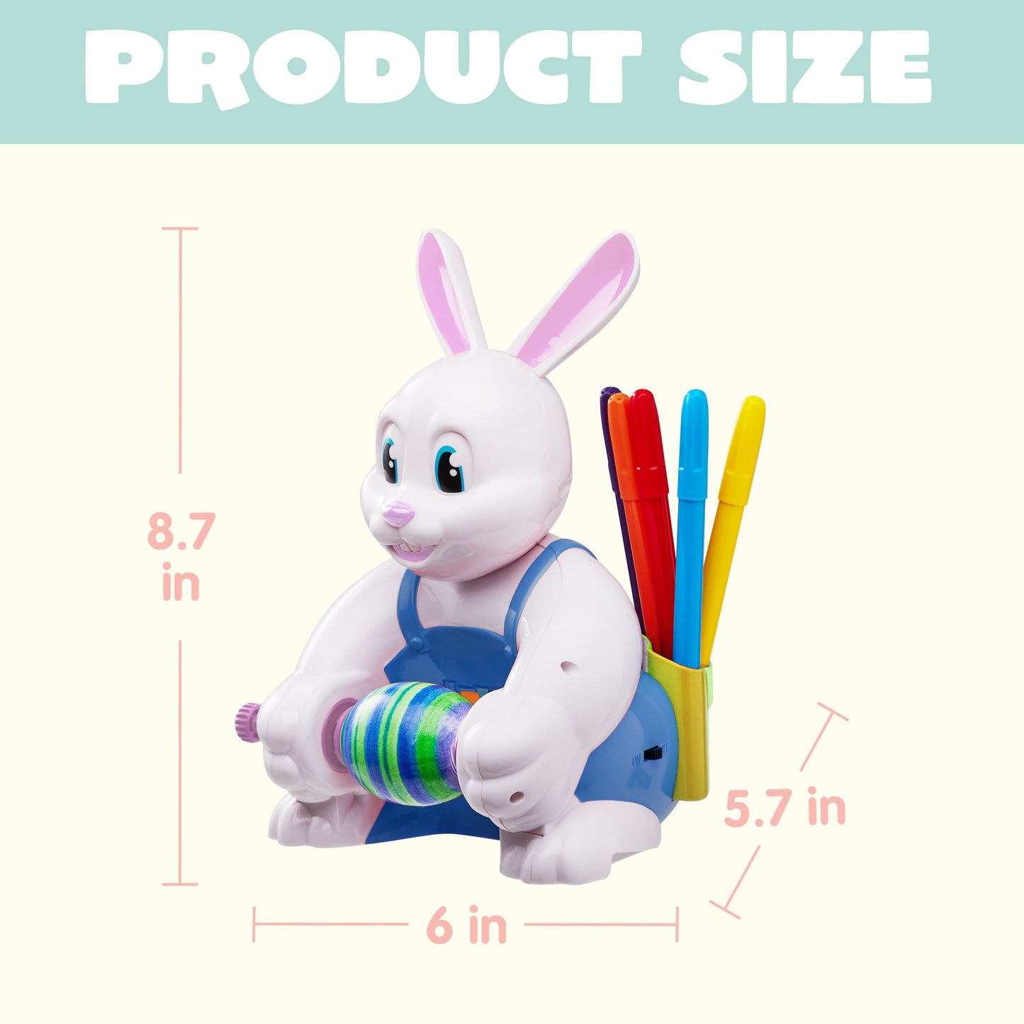 Joyfy Motorized Easter Egg Decorator Kit,Bunny Egg Decorating Spinner Whirler Decorating Machine with 10 Non-Toxic Markers for Kids Craft Activities Electric DIY Painted Egg Decorative,Blue