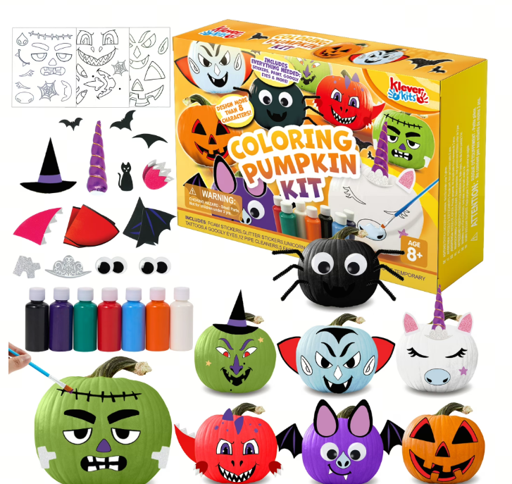 Joyfy 3D Halloween Stickers Pumpkin Decorations Kit,Pumpkin Face Stickers for Halloween Party Supplies Games,Halloween Crafts for Kids
