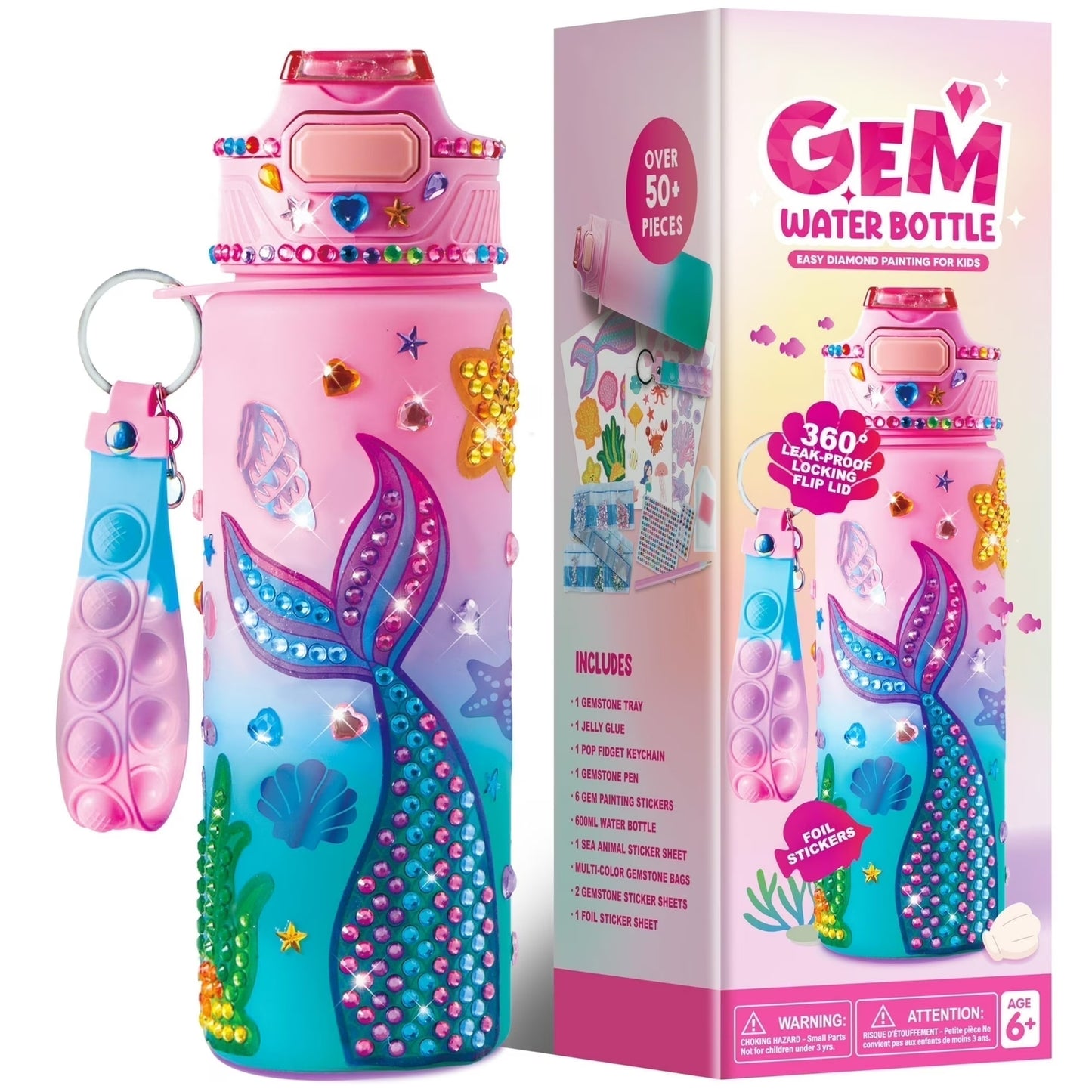 Joyfy Decorate Your Own Mermaid Water Bottle, 20 oz, Christmas Birthday Gift for Girl Ages 6 Up