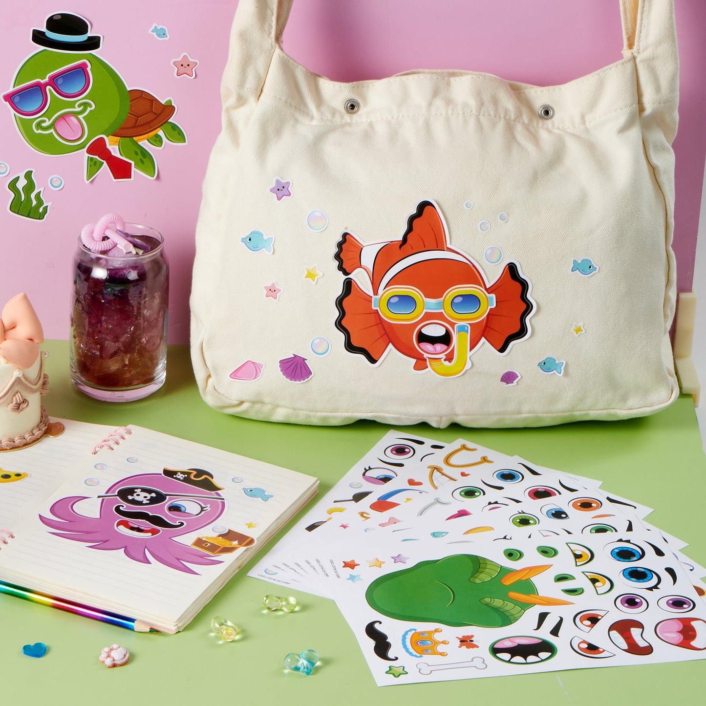 36 Sheets Make-a-Face Sticker Sheets, 1000+ Make Your Own Animal Mix and Match Stickers for Kids, Birthday Holiday Party Favor Craft Gifts for Toddlers, 9.8"x6.7"