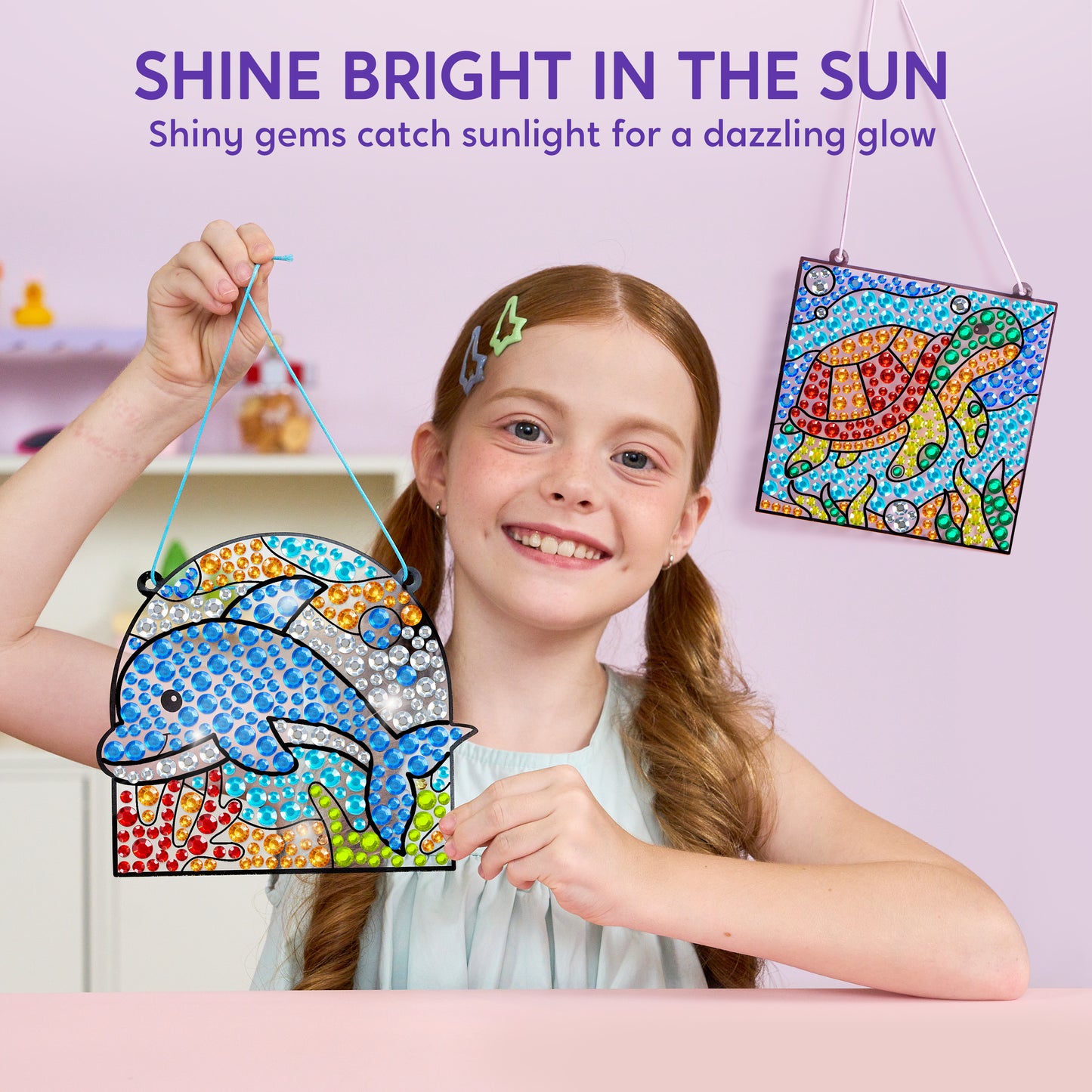 Joyfy 4-Piece Sea Creature Suncatcher Art & Craft Kit,Creative Window Gem Painting for Kids Ages 6-12