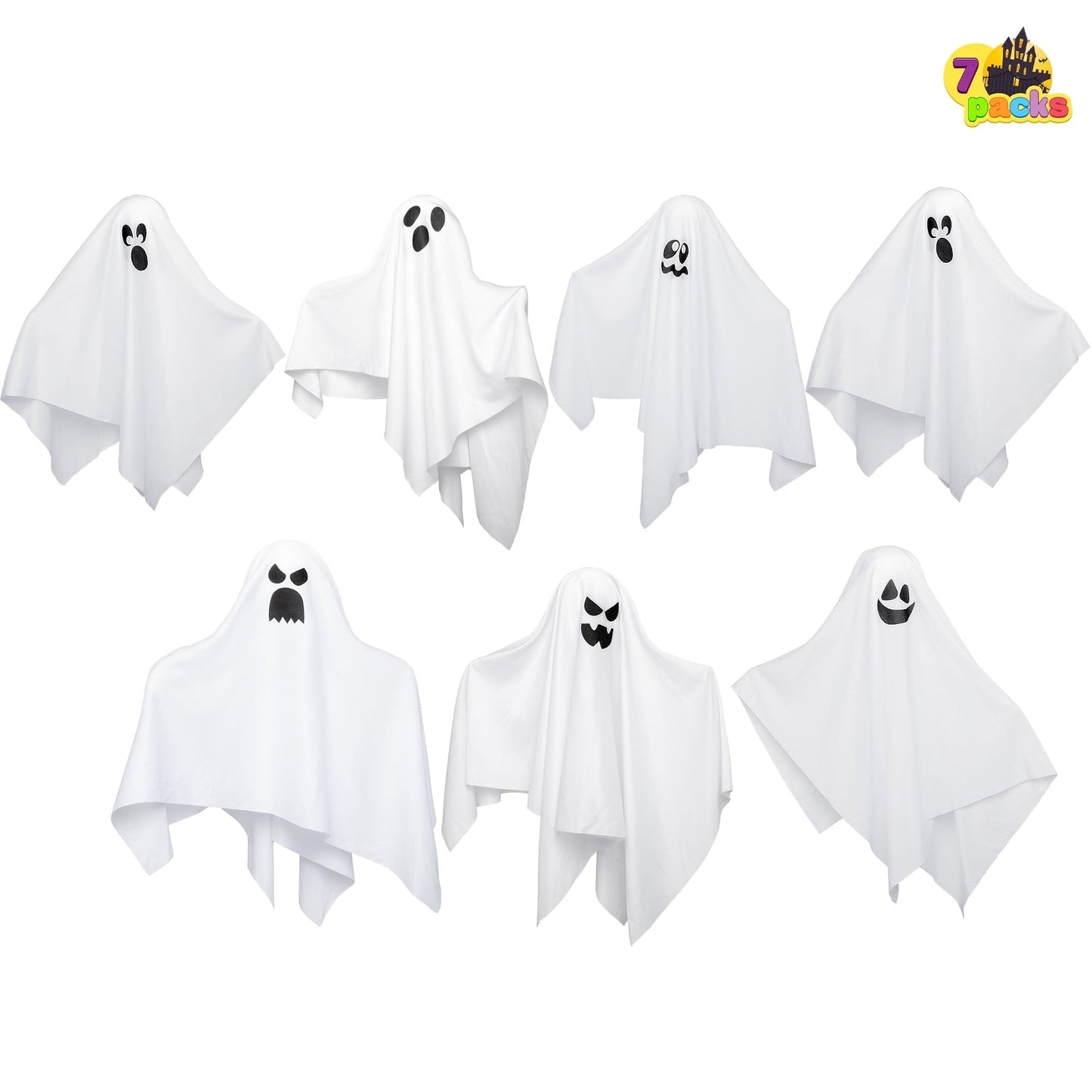 Joyfy 7 Pcs Hanging Ghost Halloween Decorations Outdoor,19.6 Cute Flying White Ghosts Outdoor Hanging Halloween Decorations Yard Decorations