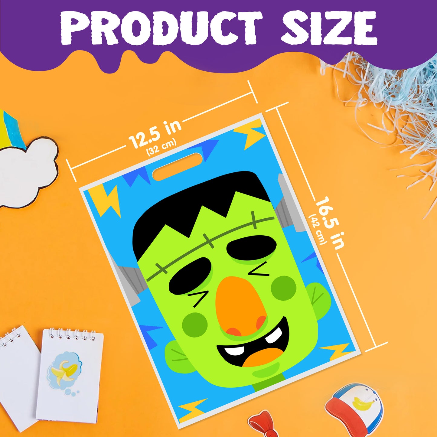 SYNCFUN 72 Pcs Halloween Treat Bags Goodie Bags Plastic Halloween Candy Bags Trick or Treat Creepy Designs Halloween Bags for Kids Trick or Treat,Classroom Goody Bags