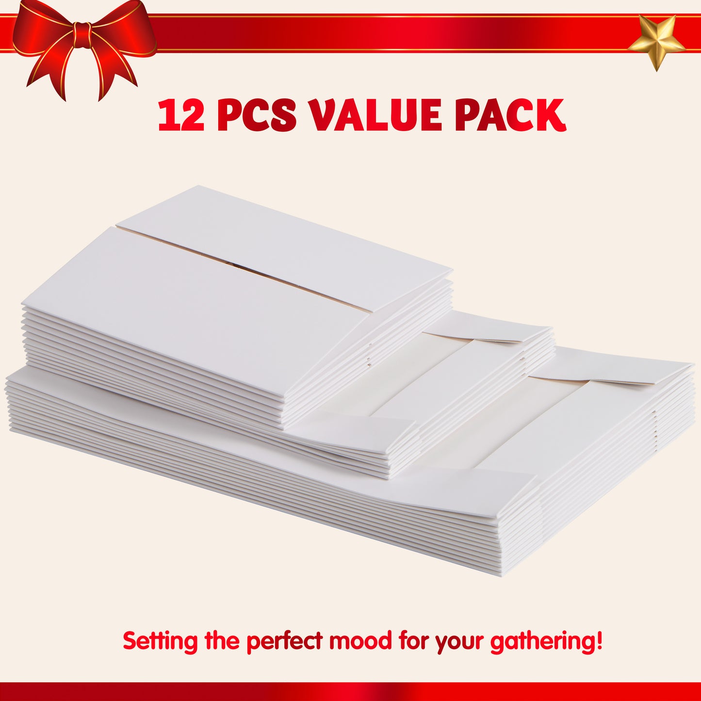 Joyfy 12 Pcs White Kraft Cardboard Boxes Gift Wrap for Christmas Holiday, Festive Xmas Wrapping Shirt and Lingerie Cupcake DIY Boxes