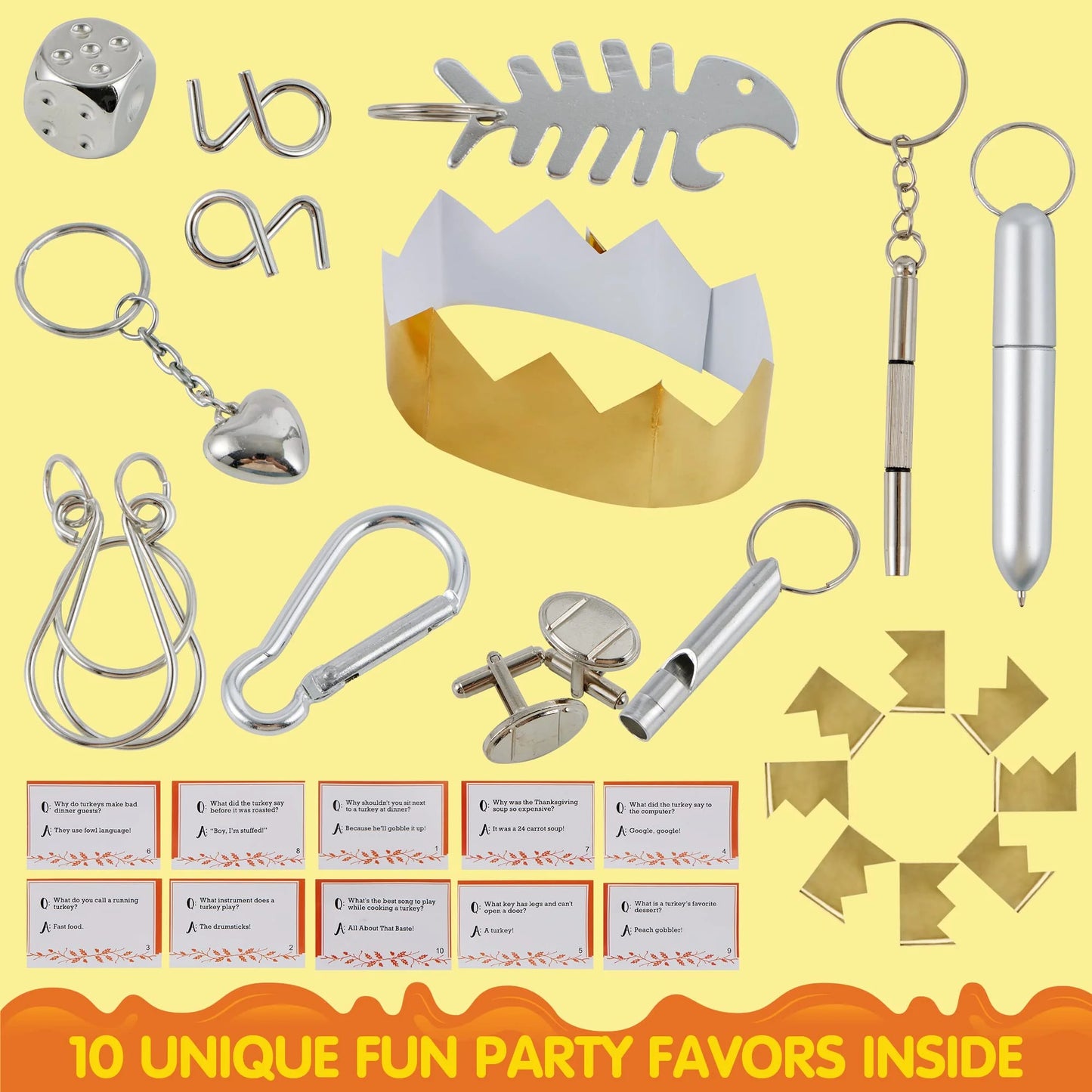 SYNCFUN 10 Pcs Thanksgiving Crackers Party Table Favor, No Snap Fall Leaves&Pumpkins Design, with Party Hat Joke & Little Gift for Xmas Holiday Dinner Traditions