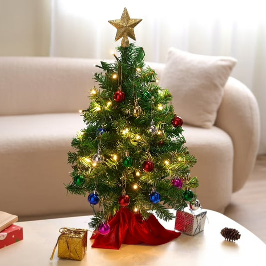 Joyfy 24in Prelit Tabletop Christmas Tree with Decoration Kit (Gold, Battery Operated)