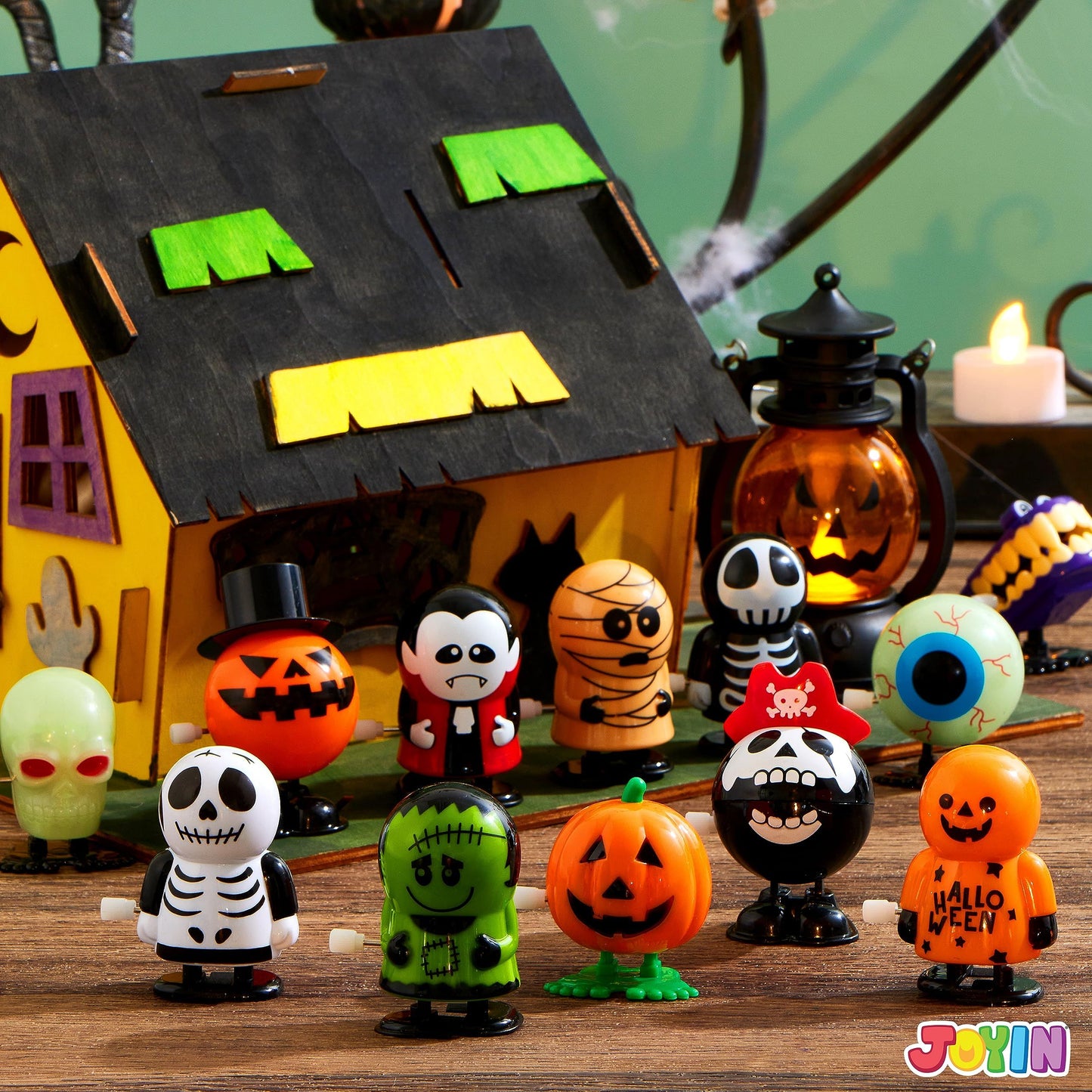 SYNCFUN 12 Pcs Halloween Wind Up Toys for Kids,Halloween Toys Bulk Halloween Gifts Halloween Basket Halloween Accessories,Halloween Goody Bags,Halloween Treat Bag Fillers
