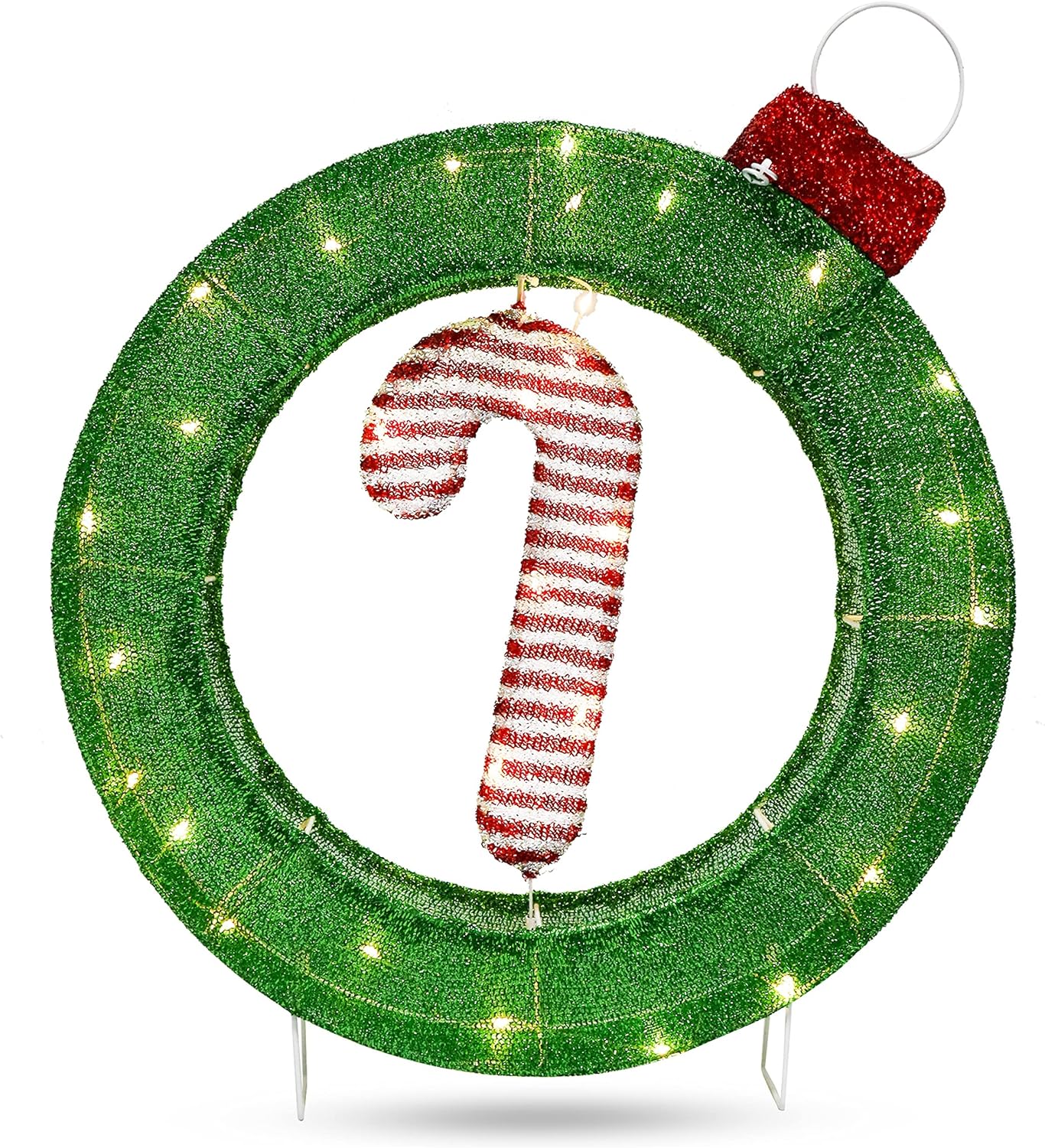 Syncfun 2 FT Candy Cane Yard Light Christmas Outdoor Decorations,30 LED Christmas Decorations,Christmas Yard Light with Stakes Decorations Outdoor Holiday Decor