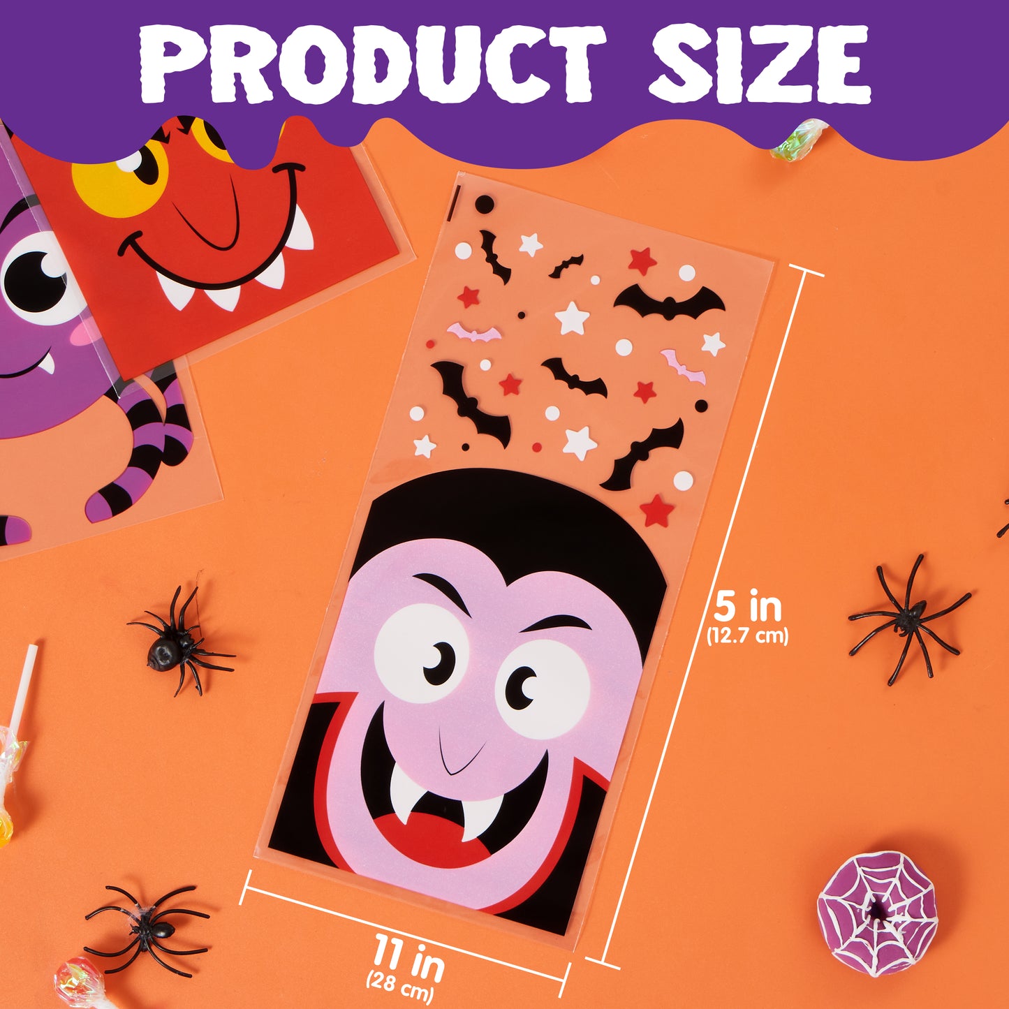 SYNCFUN 108 Pcs Halloween Treat Bags Cellophane Bags with Twist Ties,Goodie Bags for Snack Cookie Candy,Halloween Gift Trick or Treat Bags,Halloween Party Supplies
