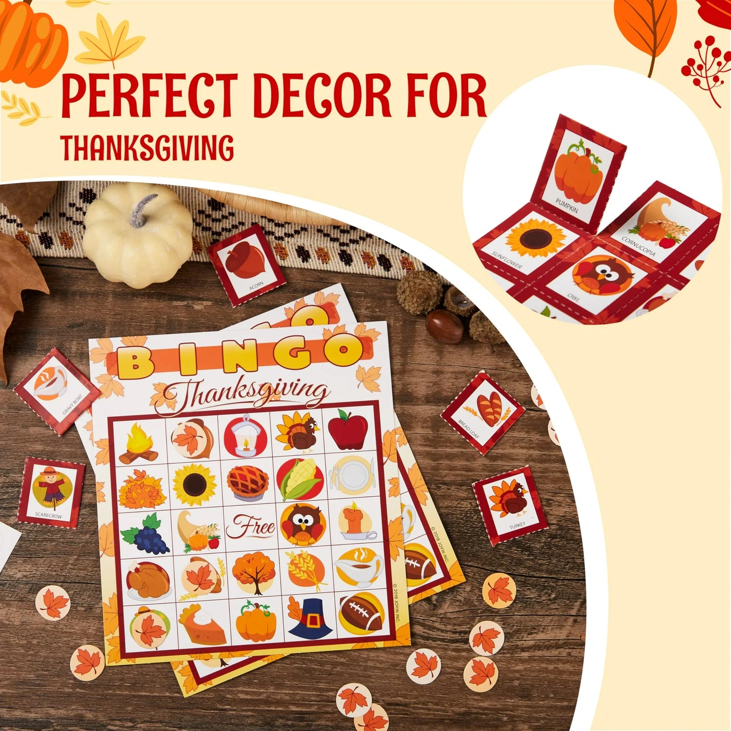 Joyfy 28 Players Thanksgiving Bingo Game for Adult Kids,Thanksgiving Decoration Party Supplies