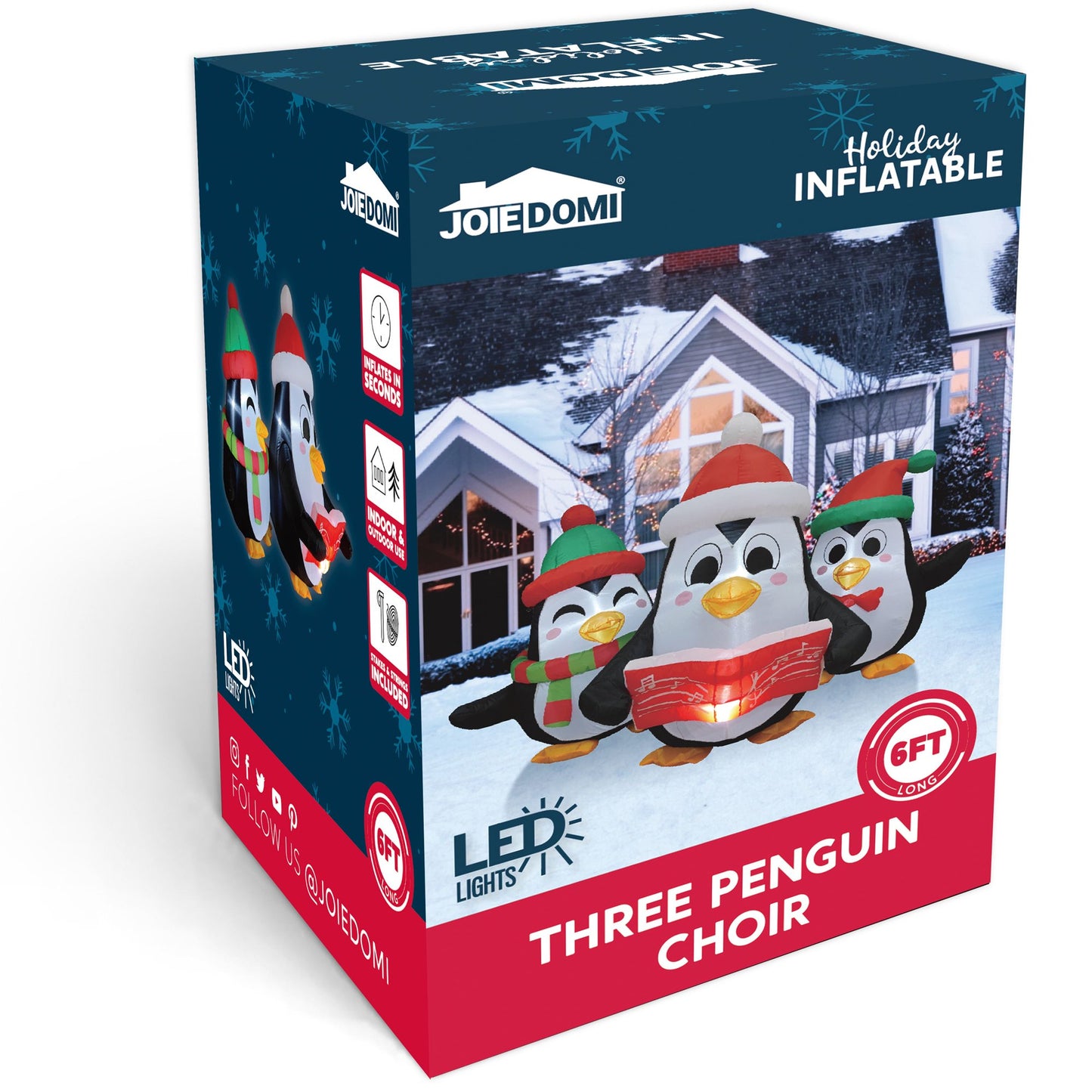 Joyfy 6 ft Christmas Inflatables Penguins Choir Outdoor Decorations,Christmas Penguins Blow Ups Yard with Built-in LEDs for Holiday Party Garden Lawn Decor