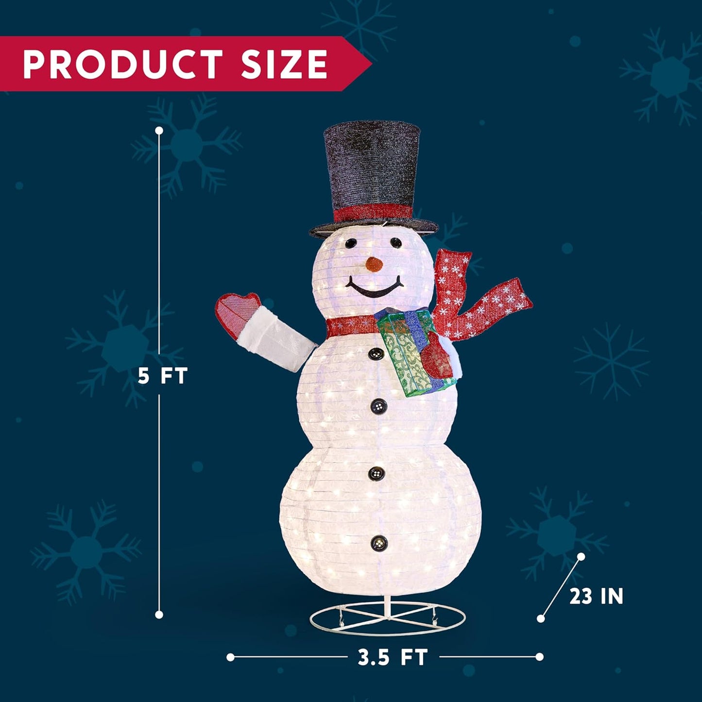 Joyfy 5 FT Snowman Yard Light Christmas Outdoor Decorations,150 LED Snowman Christmas Decorations,Christmas Yard Light with Stakes Holiday Decor