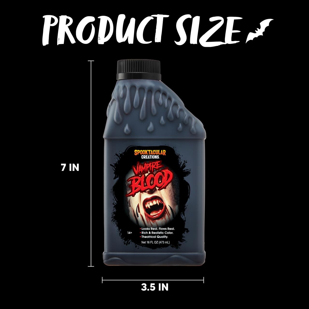 Spooktacular Creations Vampire Blood, 16oz Liquid Fake Blood, Bottle of Vampire Blood for Halloween Makeup Costume, Decoration