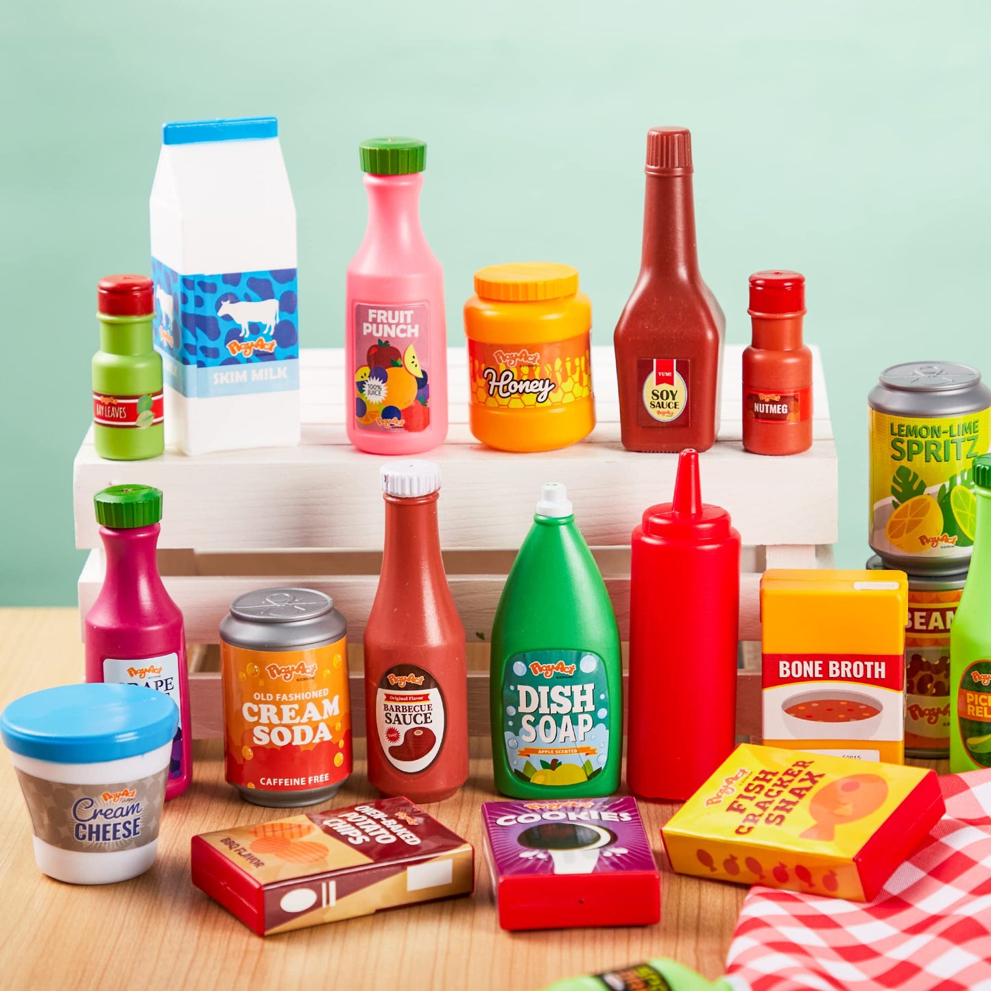 Joyfy 30 Pcs Play Food Grocery Cans, Play Kitchen Accessories, Gifts & Indoor Toys for Kids Toddlers 2 3 4 5 6 Years Old
