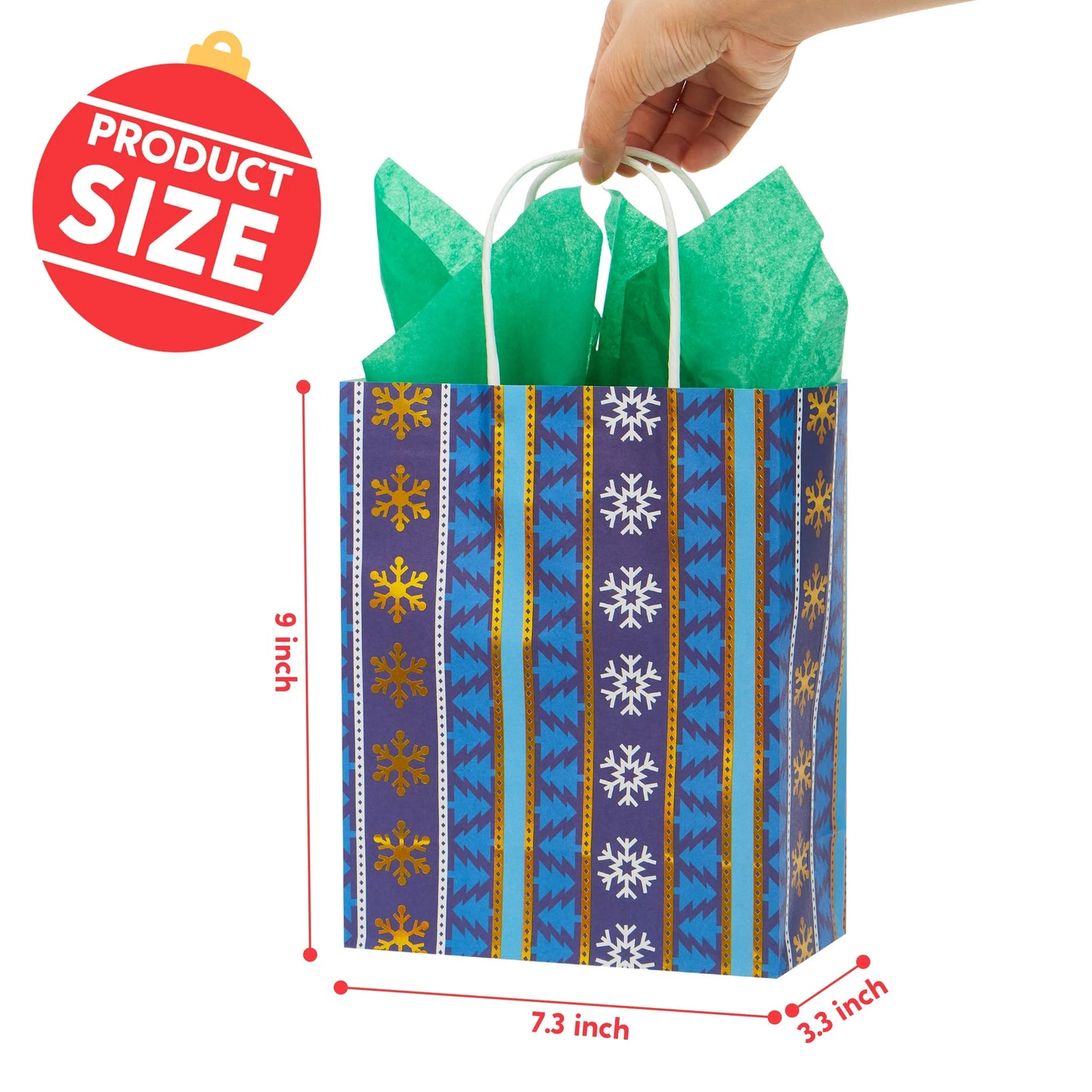 Joyfy 24 Pcs Christmas Kraft Gift Bags with Handle for Holiday Paper Gift Bags, Christmas Goody Bags, Xmas Gift Bags, School Classrooms Party Favors Supplies