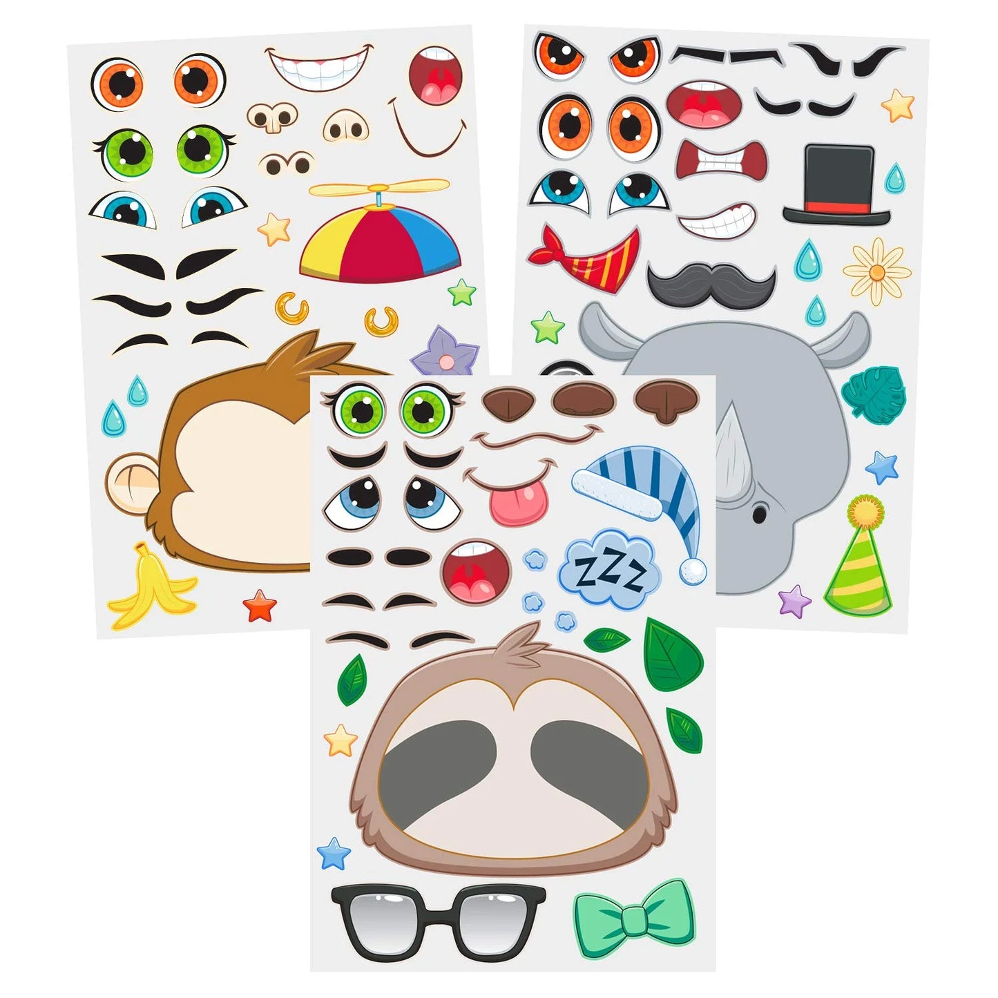 Syncfun 36 Sheets Make-a-face Sticker Sheets 9.8"x6.7" Safari Animal Mix and Match Stickers for Kids Birthday Holiday Party Favor Supplies Craft Gifts for Boys & Girls