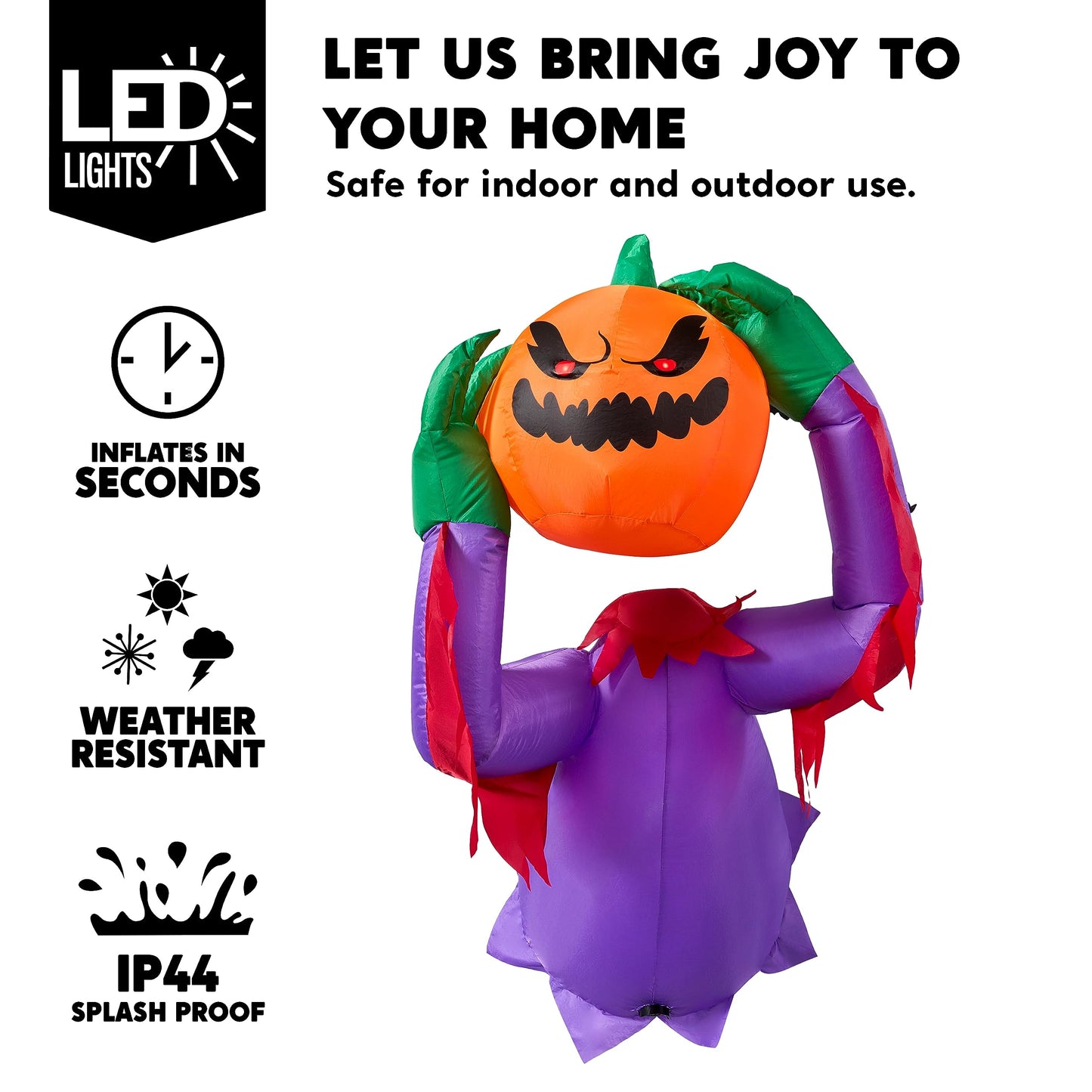 SYNCFUN 4.5 FT Halloween Inflatable Pumpkin Ghost Broke Out from Window with Built-in LED and Red Eyes Blow Up Inflatable for Window Decoration Yard Garden Lawn Decor