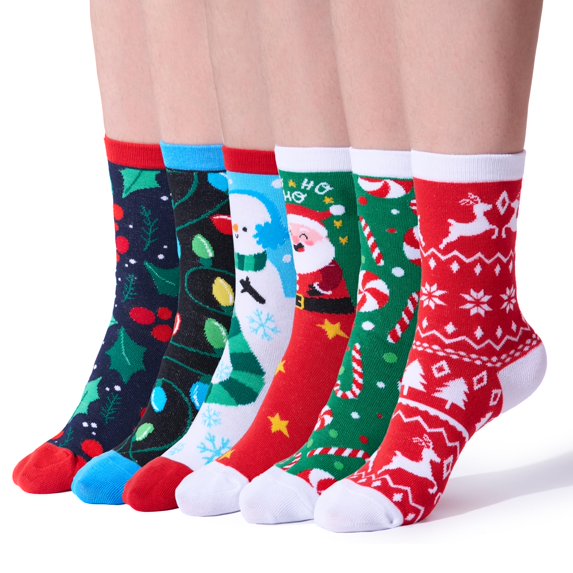 Joyfy 6 Pairs Christmas Socks Women, Plush Crazy Novelty Christmas Socks, Women's Holiday Christmas Socks, Christmas Gifts