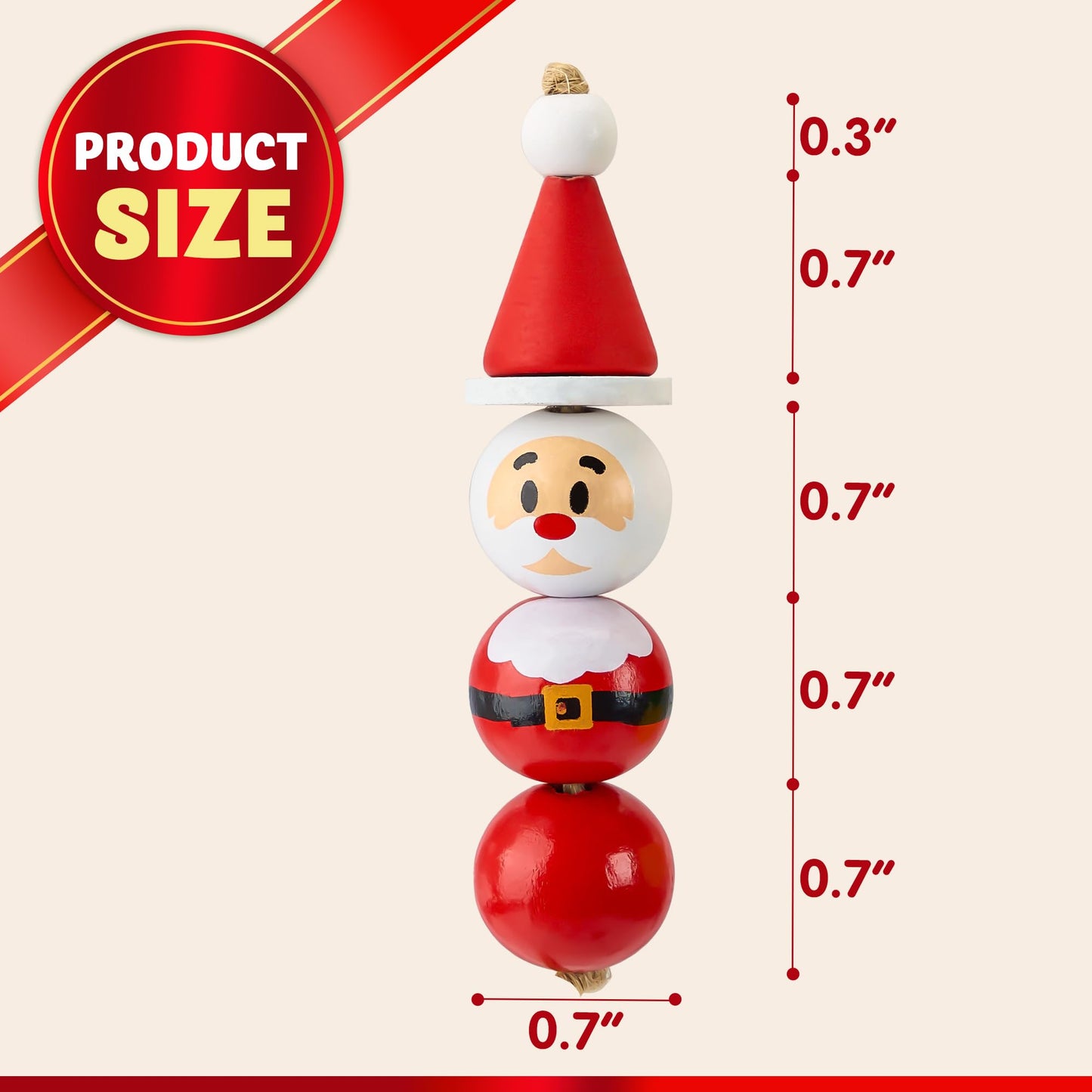 Joyfy 173 Pcs Christmas Wooden Beads Craft, Make Your Own Craft Wood Round Beads Make up to 30 Hanging Ornaments of Snowman, Santa Santa & Elf for Christmas Decoration