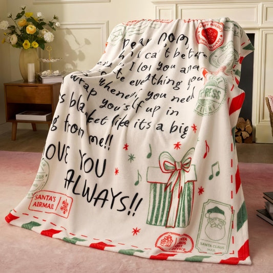 Green Throw Blankets Birthday Gift for Mom from Daughter Son, Dear Mom Blanket for Mother's Day,Super Soft Flannel Throw Blankets Bed Couch-Twin