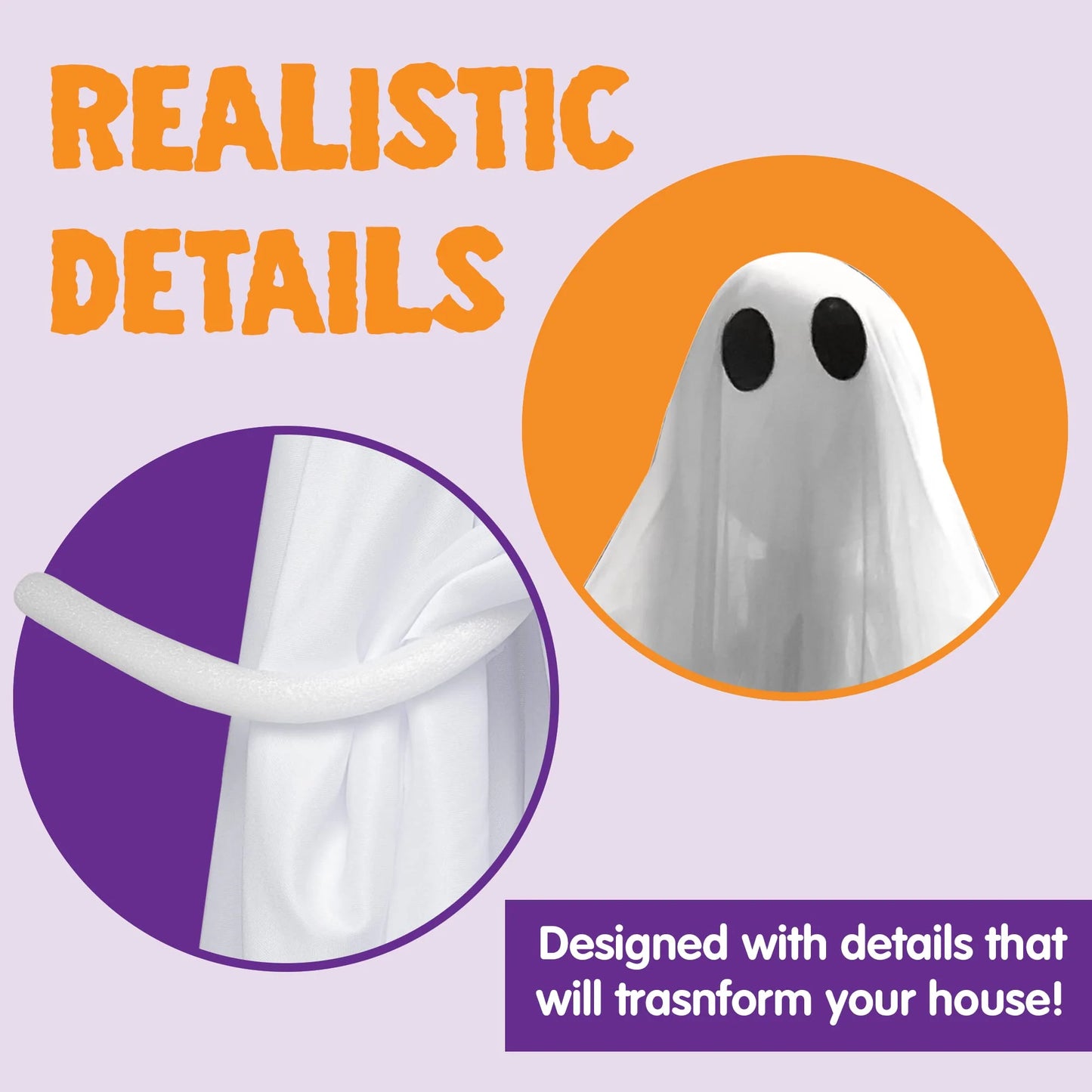 Syncfun 47 Inch Hanging Ghosts Halloween Decor,Halloween Light up White Ghosts with Spooky Blue LED Light,Halloween Outdoor Yard Porch Decorations,Haunted House Decorations